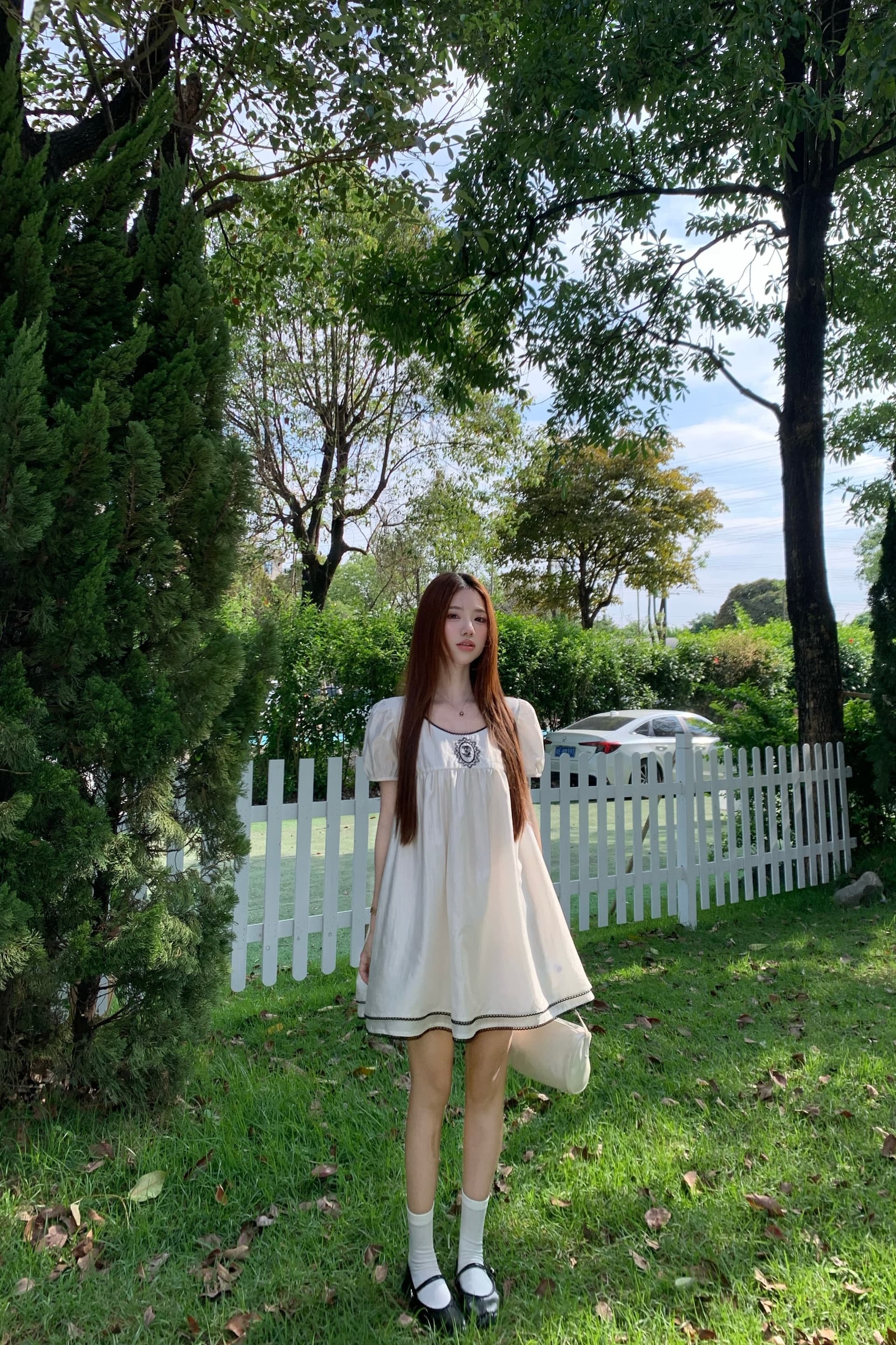 실사 정가 중년 소녀 장미 자수 레이스 드레스 이중층 플러스 금액 무거운 작업 미니 스커트 이미지 5