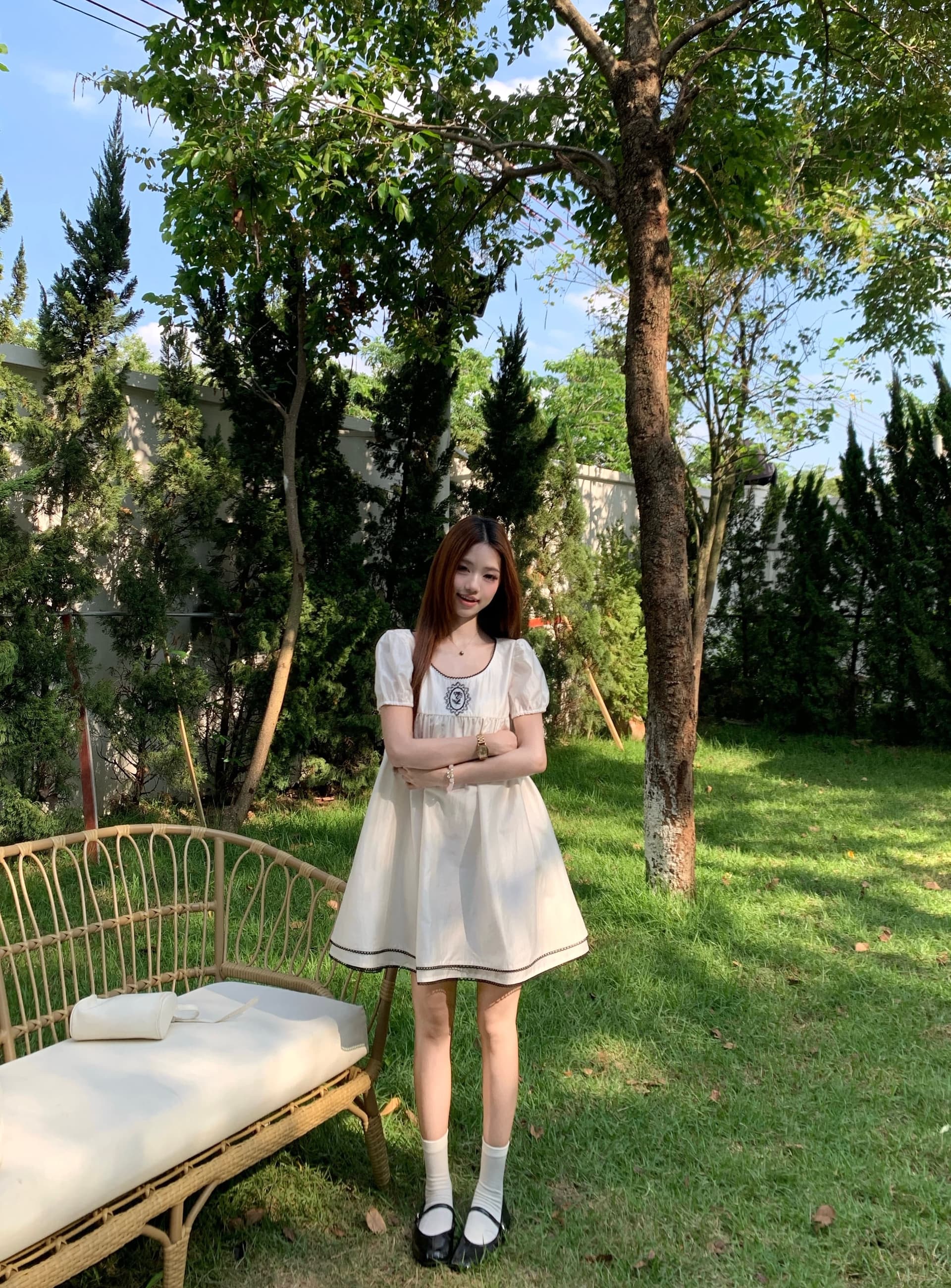 실사 정가 중년 소녀 장미 자수 레이스 드레스 이중층 플러스 금액 무거운 작업 미니 스커트 상세 이미지 12