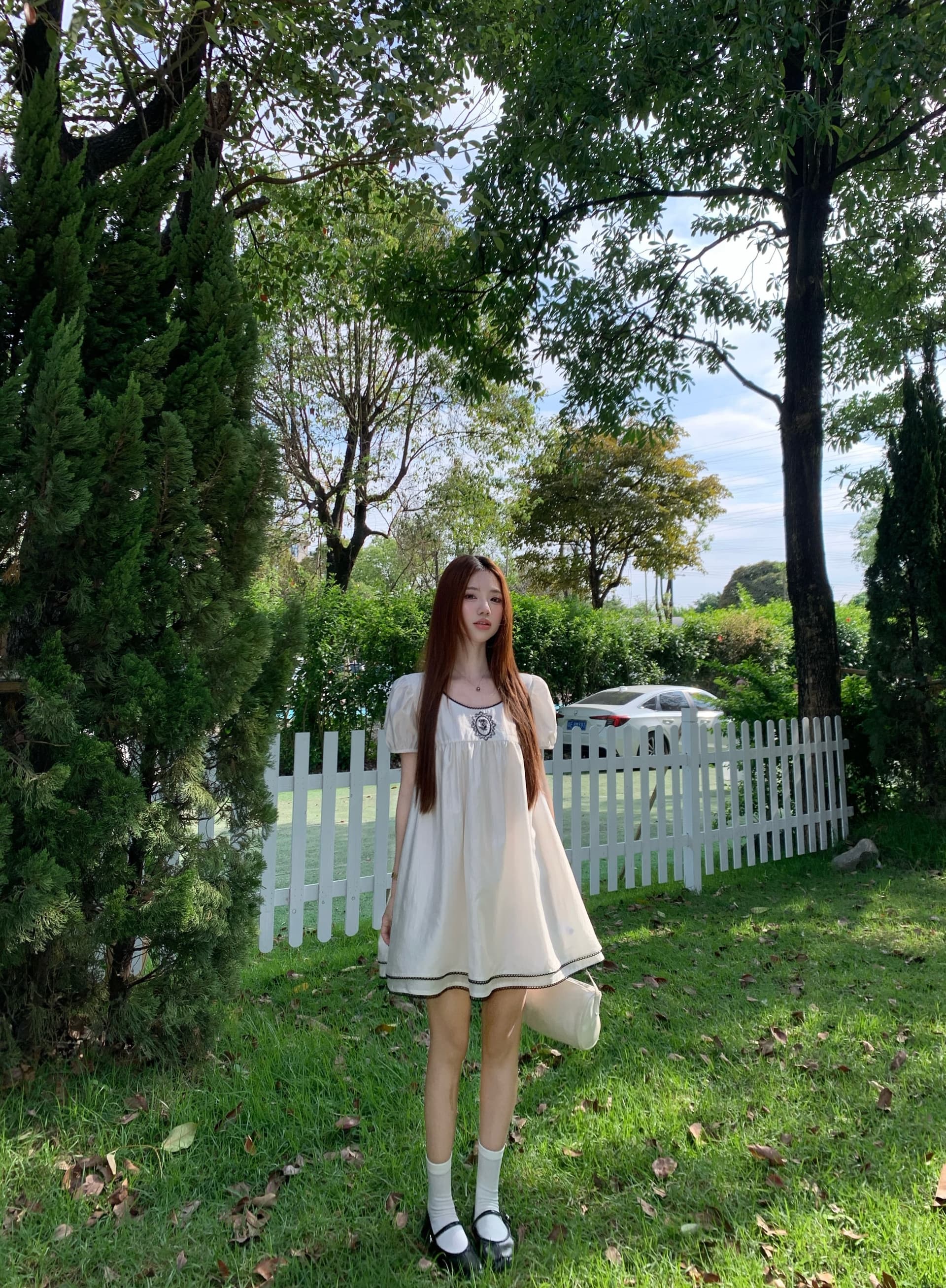 실사 정가 중년 소녀 장미 자수 레이스 드레스 이중층 플러스 금액 무거운 작업 미니 스커트 상세 이미지 13