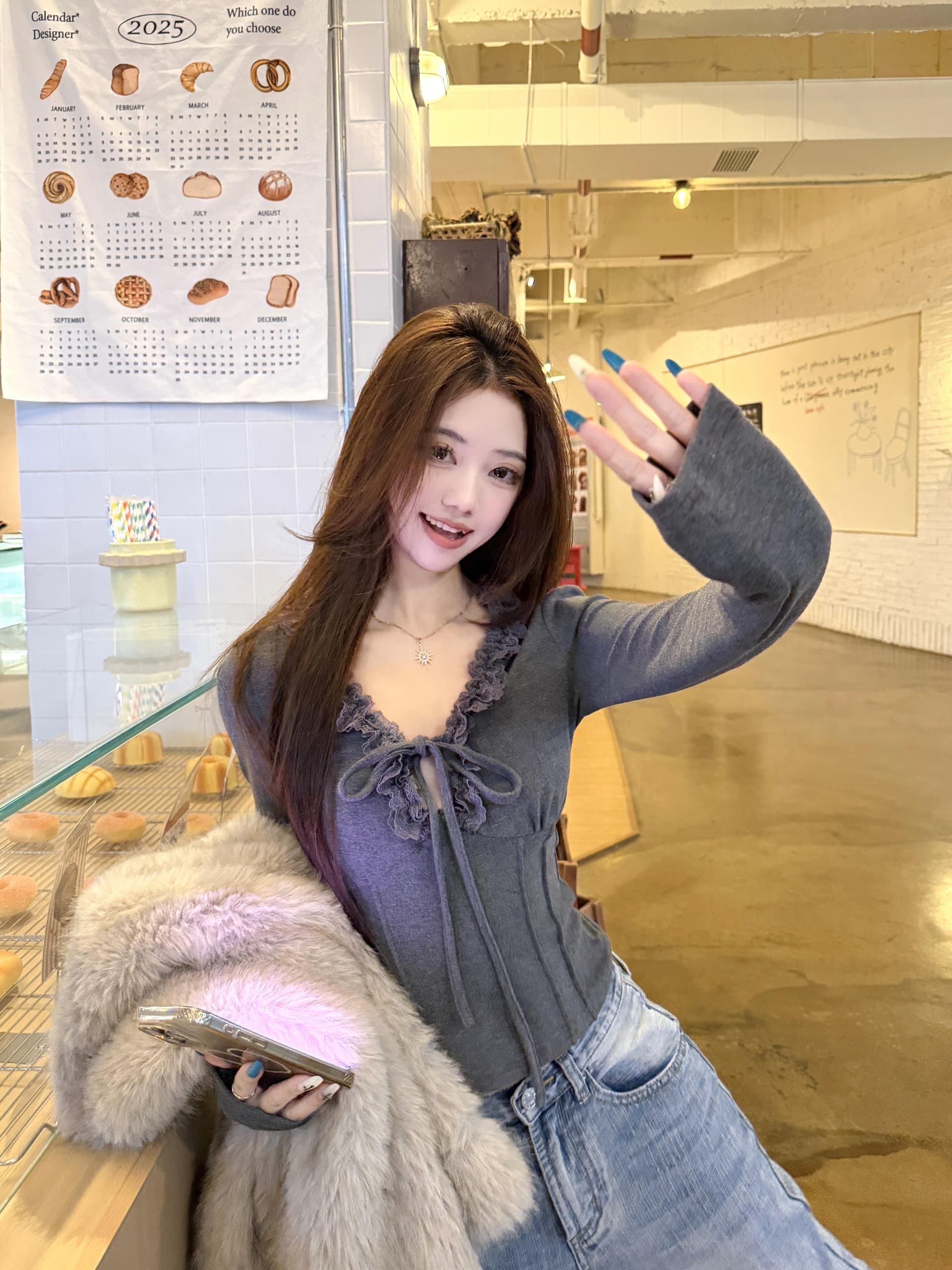 실사 정가 레이스 레이스 다양성 레이스업 긴팔 가을 새로운 만나는 이미지 4