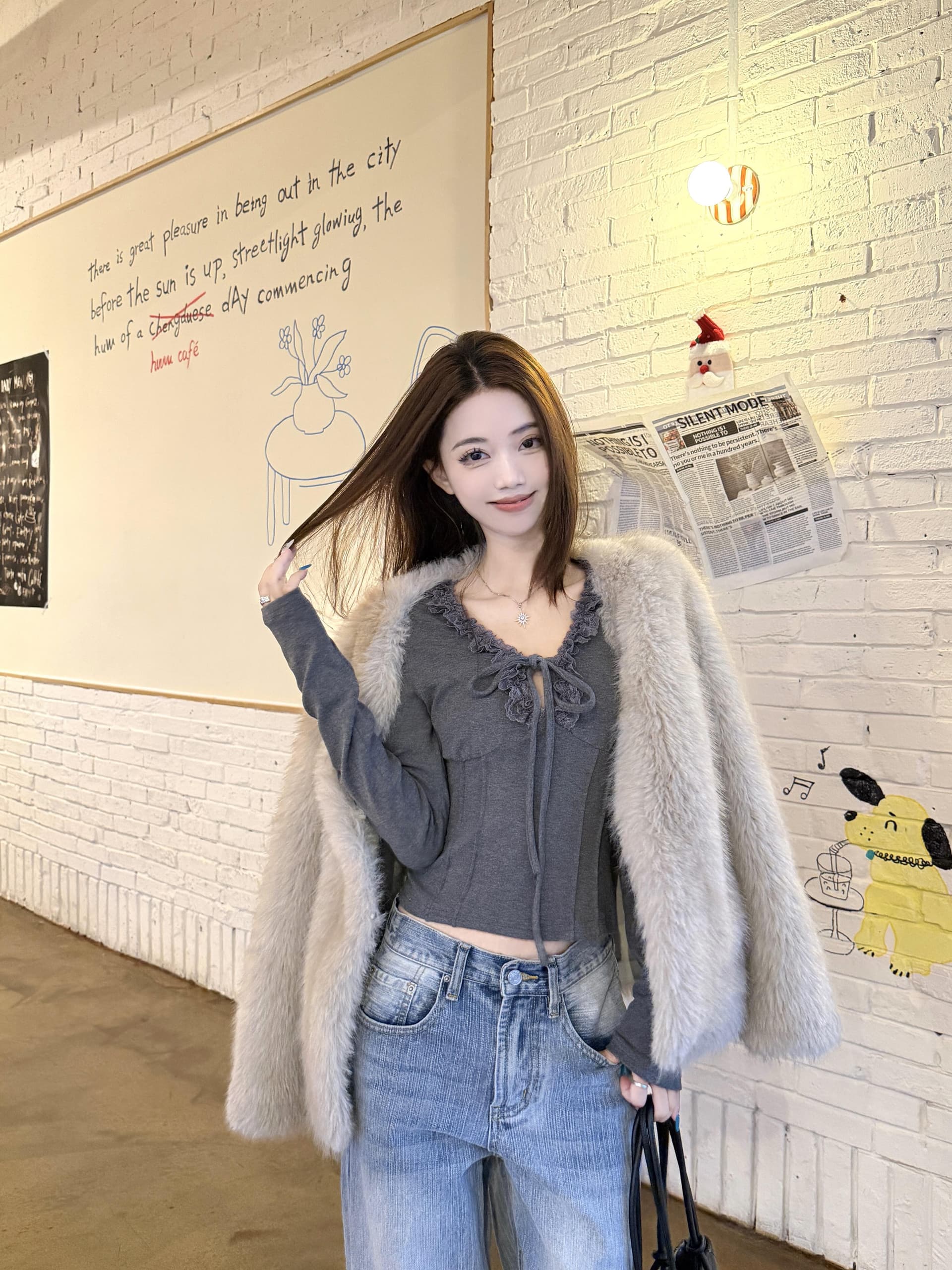 실사 정가 레이스 레이스 다양성 레이스업 긴팔 가을 새로운 만나는 상세 이미지 26