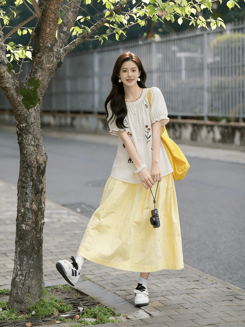 자수 꽃무늬 여성 셔츠 초여름 새로운 착용 가져 가라. 프랑스식 반팔 작은 키 쇼트 스타일 고유 한 슈퍼 잘 생긴 ~ 중 맨위