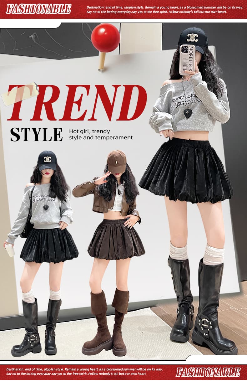 가죽 스커트 플리츠 스커트 여성 가을 2025 새로운 하이웨이스트 레트로 한 마디 퍼프 스커트 반신 스커트 슬림해 보이는 핫걸 미니 스커트 상세 이미지 1