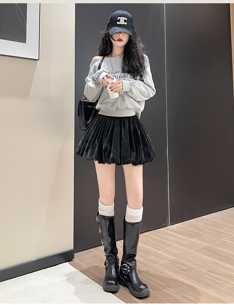 가죽 스커트 플리츠 스커트 여성 가을 2025 새로운 하이웨이스트 레트로 한 마디 퍼프 스커트 반신 스커트 슬림해 보이는 핫걸 미니 스커트 상세 이미지 28