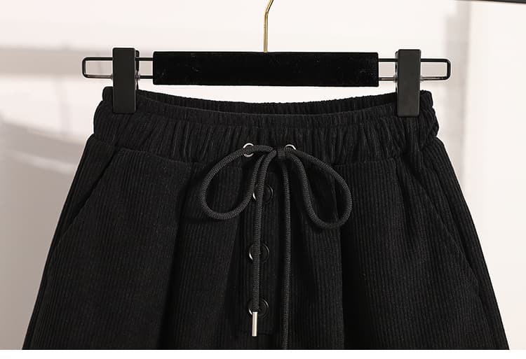 빅 사이즈 코듀로이 반바지 여성 가을 겨울 새로운 하이웨이스트 한 마디 와이드 레그 팬츠 패션 다용도 루즈핏 슬림해 보이는 외출용 부츠 팬츠 상세 이미지 26