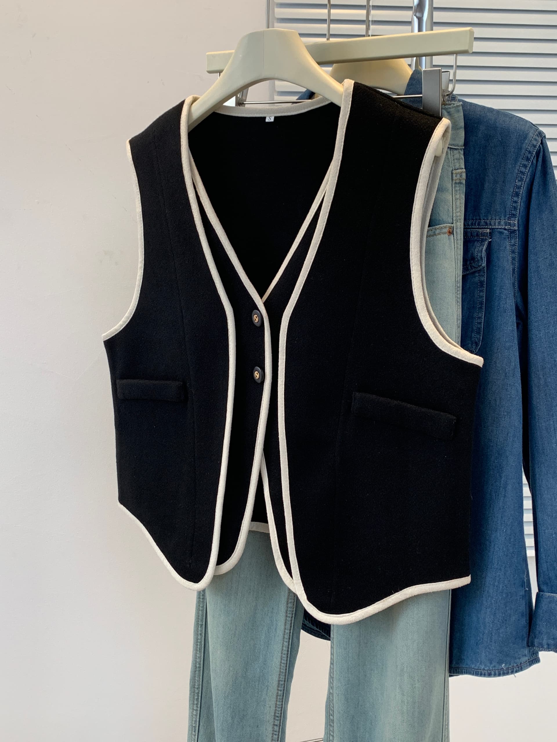 빅 사이즈 작은 샤넬 스타일 니트 베스트 조끼 여성 봄 가을 스웨터 양면 조끼 학원 스타일 외국 가스 상세 이미지 6