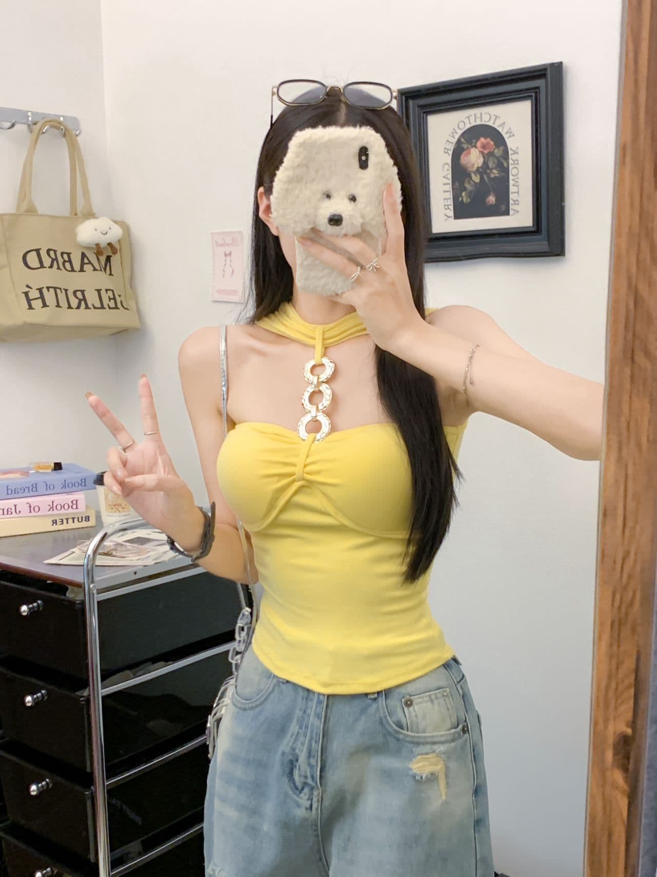여름 새로운 순수한 욕망 훈련 사슬 행침 목 조끼 외출용 작은 대중 섹시함 원피스 벨트 가슴 패드 슬림해 보이는 상세 이미지 28
