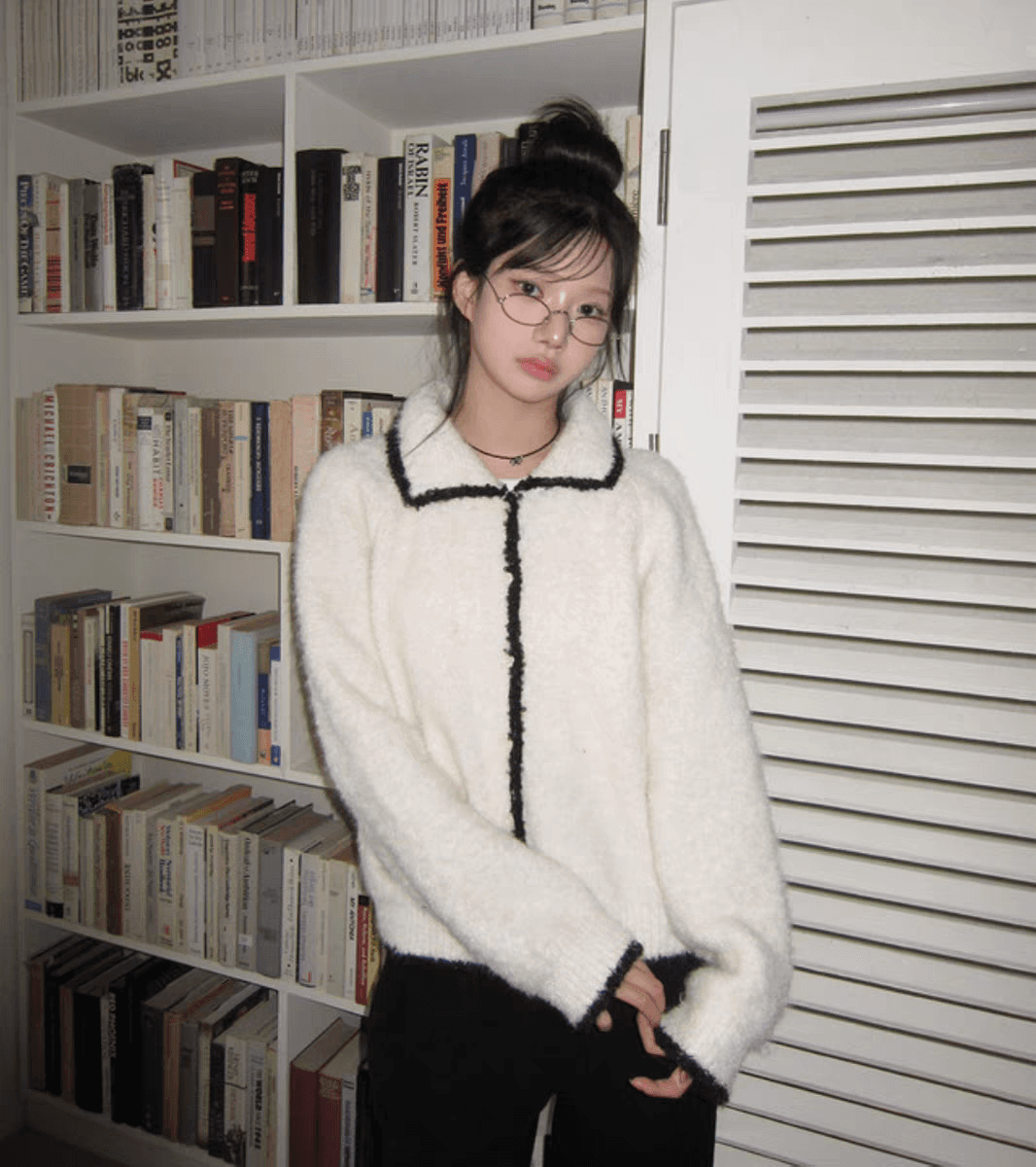 레트로 배색 폴로 칼라 스웨터 여성 코트 가을 겨울 부드러운 찹쌀 외출용 루즈핏 느긋한 바람 캐주얼 니트 오픈 가디건 맨위 이미지 3