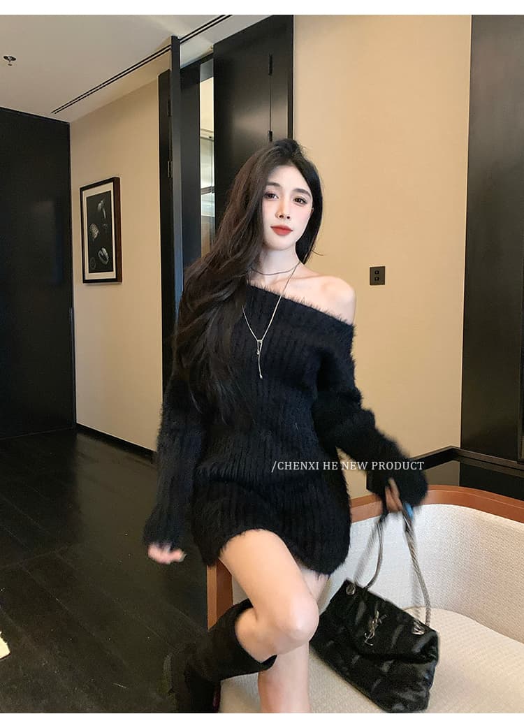 부드러운 찹쌀 밍크 플리스 스웨터 여자 가을 겨울 새로운 느긋한 단색 V넥 루즈핏 중간 길이 니트 스웨터 재킷 상세 이미지 31