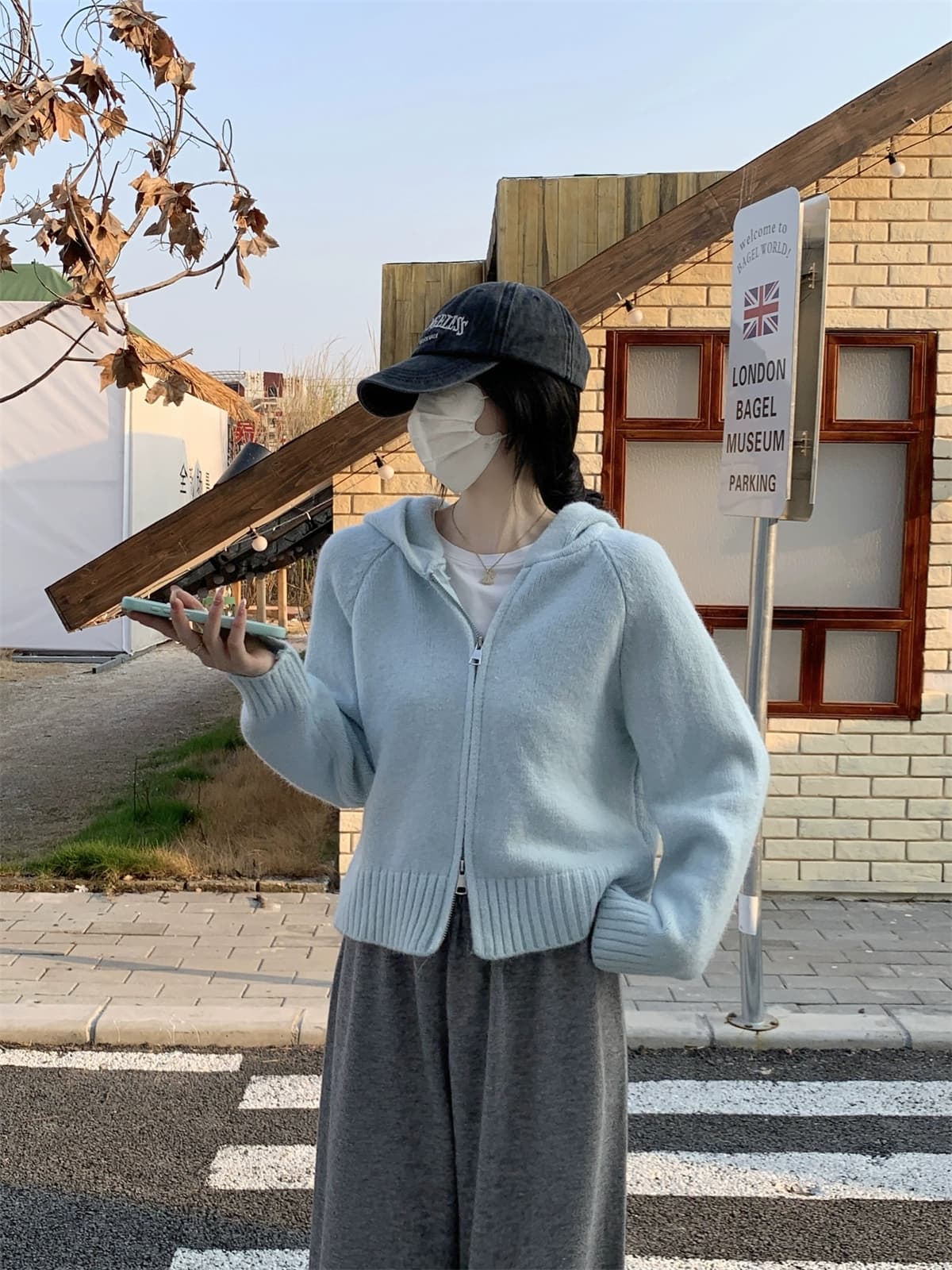 한 부서 더블 지퍼 후드 니트 오픈 가디건 여성 2026 가을 겨울 외부 가져 가라. 디자인 센스 느긋한 부드러운 바람 스웨터 코트 상세 이미지 7