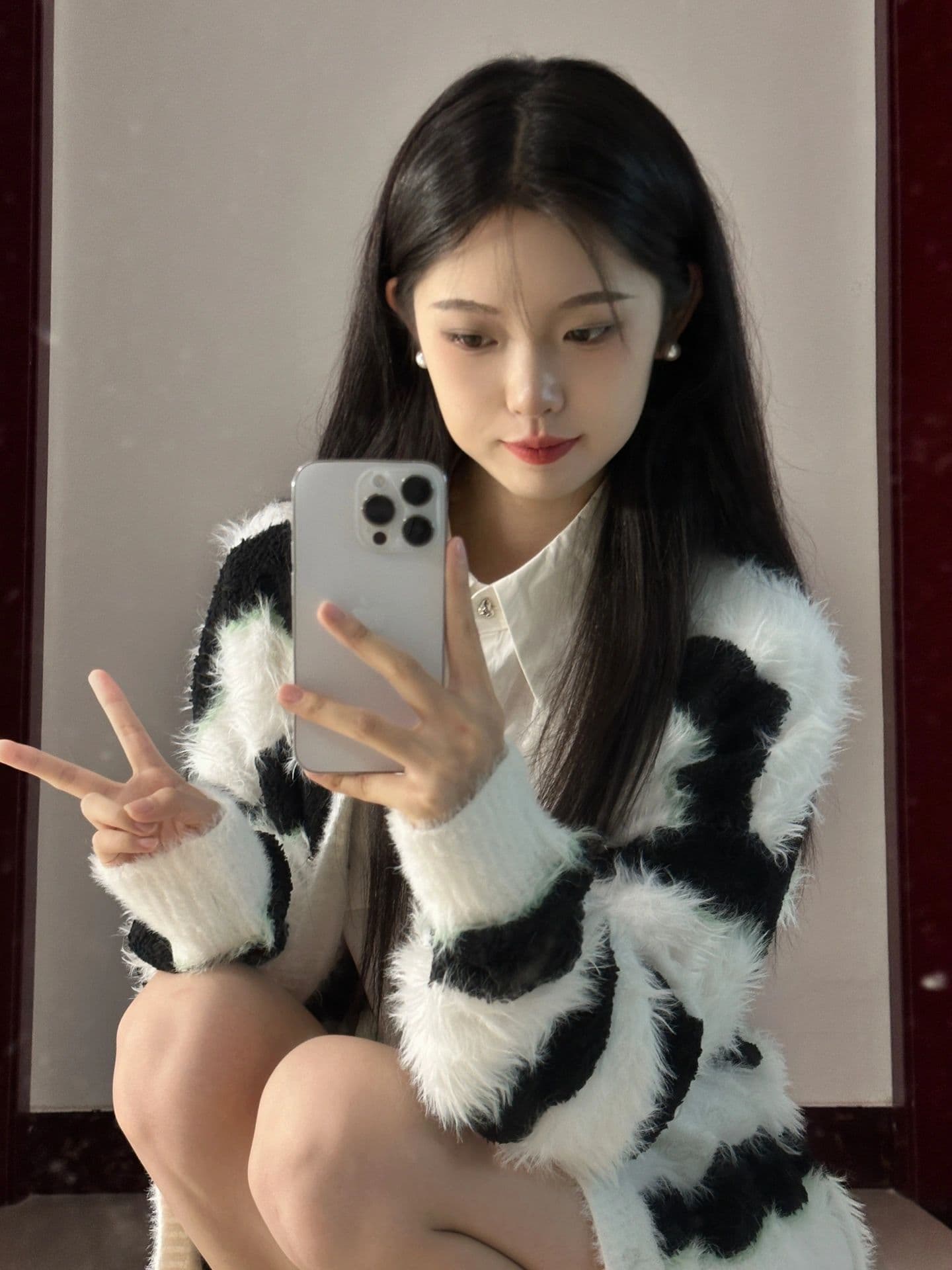 항구 바람 클래식 스트라이프 배색 모방 수달 털 오픈 가디건 스웨터 여자 가을 겨울 새로운 루즈핏 다용도 니트 스웨터 재킷 이미지 4