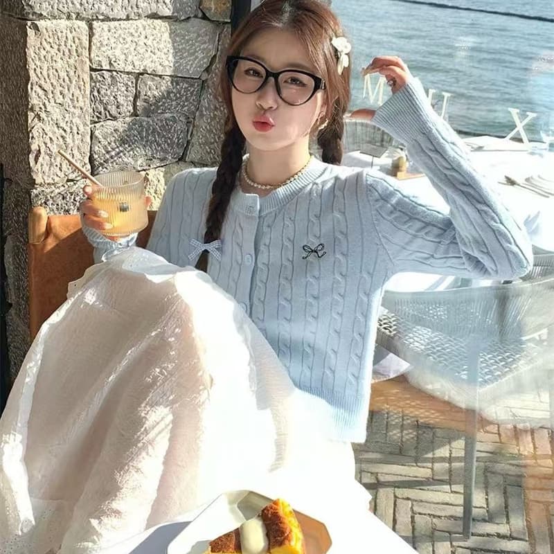 외부 가져 가라. 오픈 가디건 여성 한 부서 여성 새로운 이른 가을 학원 스타일 맨위 니트 재킷 고급 센스 가을 부드러운 찹쌀 스웨터 이미지 2