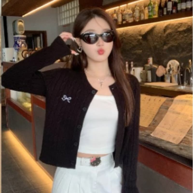 외부 가져 가라. 오픈 가디건 여성 한 부서 여성 새로운 이른 가을 학원 스타일 맨위 니트 재킷 고급 센스 가을 부드러운 찹쌀 스웨터 상세 이미지 5
