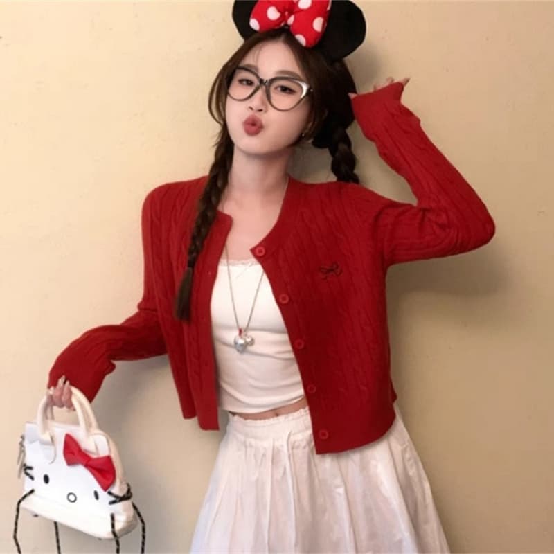 외부 가져 가라. 오픈 가디건 여성 한 부서 여성 새로운 이른 가을 학원 스타일 맨위 니트 재킷 고급 센스 가을 부드러운 찹쌀 스웨터 상세 이미지 7