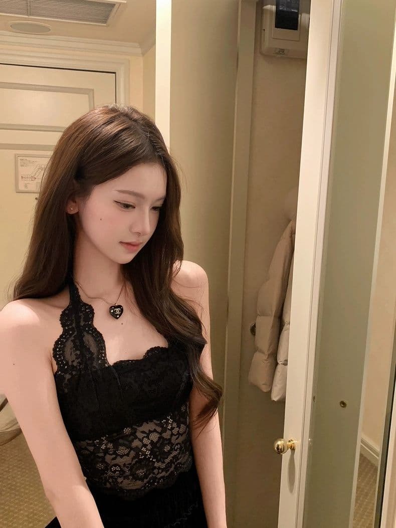 여름 주름 가슴 종류 행침 목 레이스업 레이스 조끼 섹시함 백리스 몸매 가꾸기 다용도 슬림해 보이는 슬립 여성 상세 이미지 13