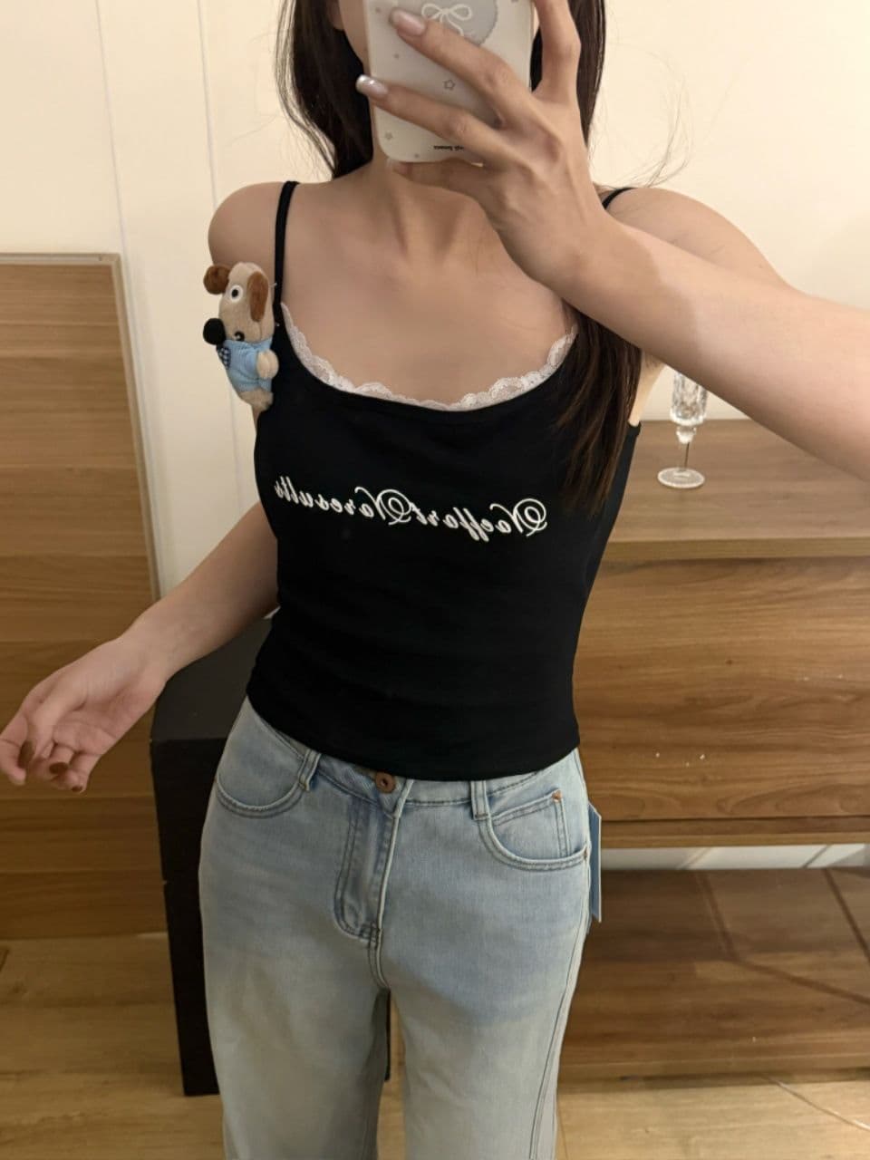 여름 새로운 달콤한 매운맛 프린트 가슴 레이스 조각 캐미솔 원피스 벨트 가슴 패드 다용도 이미지 3