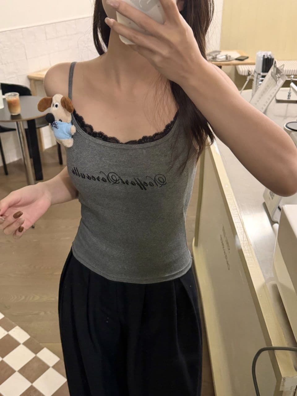 여름 새로운 달콤한 매운맛 프린트 가슴 레이스 조각 캐미솔 원피스 벨트 가슴 패드 다용도 상세 이미지 11
