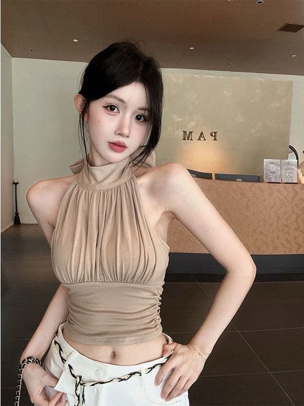 반하이넥 행침 목 캐미솔 가을 겨울 순수한 욕망 섹시함 튜브탑 허리 수축 켜기 벨트 가슴 패드 기본 셔츠 인사이드 가져 가라. 상세 이미지 19
