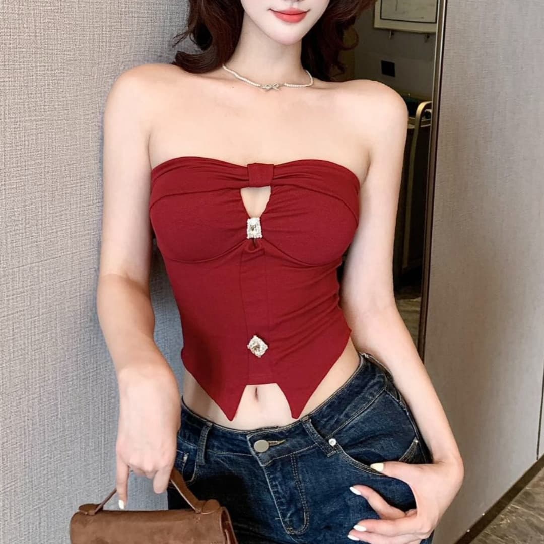 벨트 가슴 패드 작은 샤넬 스타일 명문 여성 다이아몬드 세팅 캐미솔 오프숄더 튜브탑 작은 맨위 만나는 인사이드 가져 가라. 이미지 5