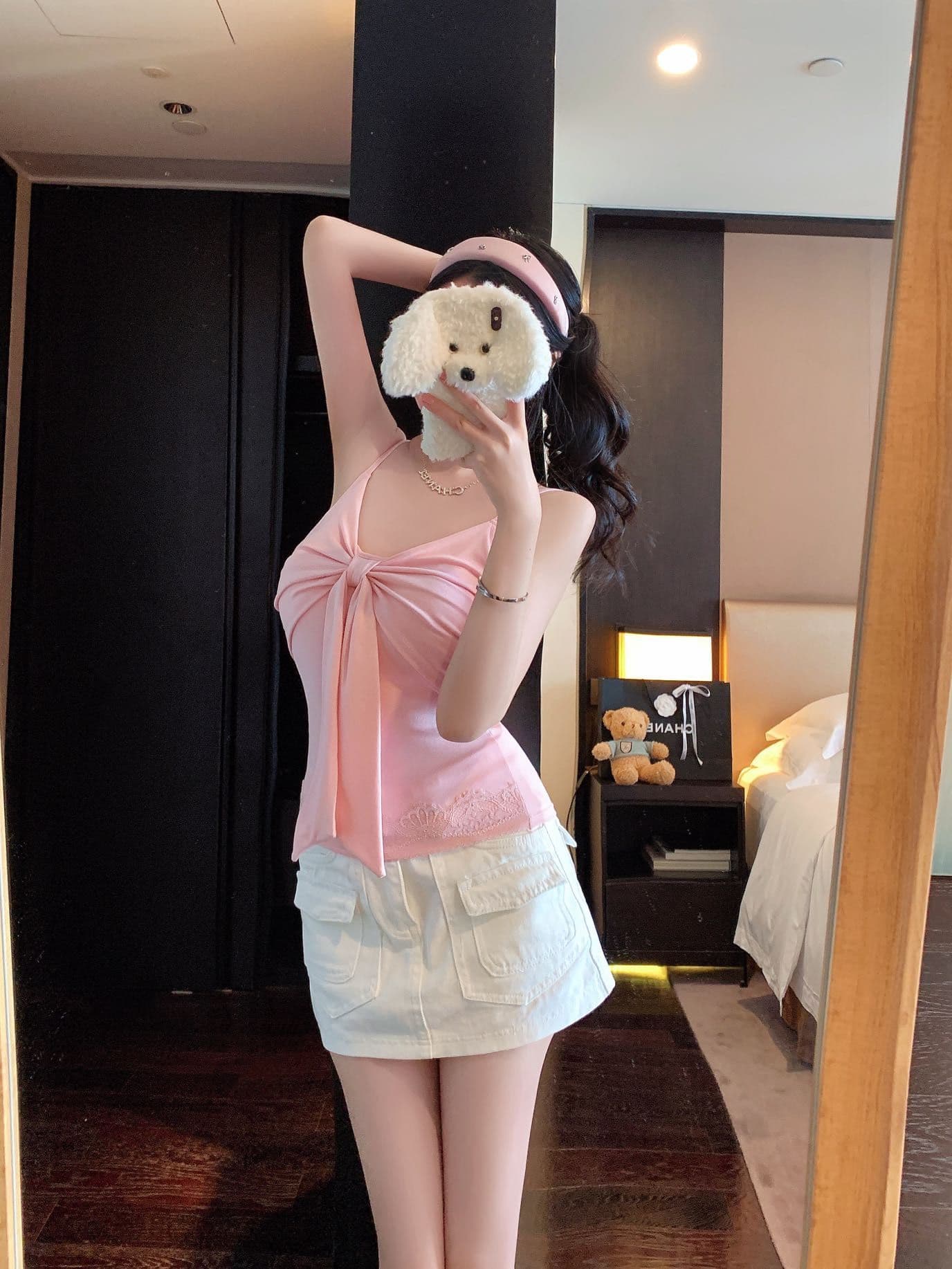 새로운 아메리칸 핫걸 단색 슬립 맨위 인사이드 가져 가라. 핫걸 새로운 나비 매듭 슬립 상세 이미지 27