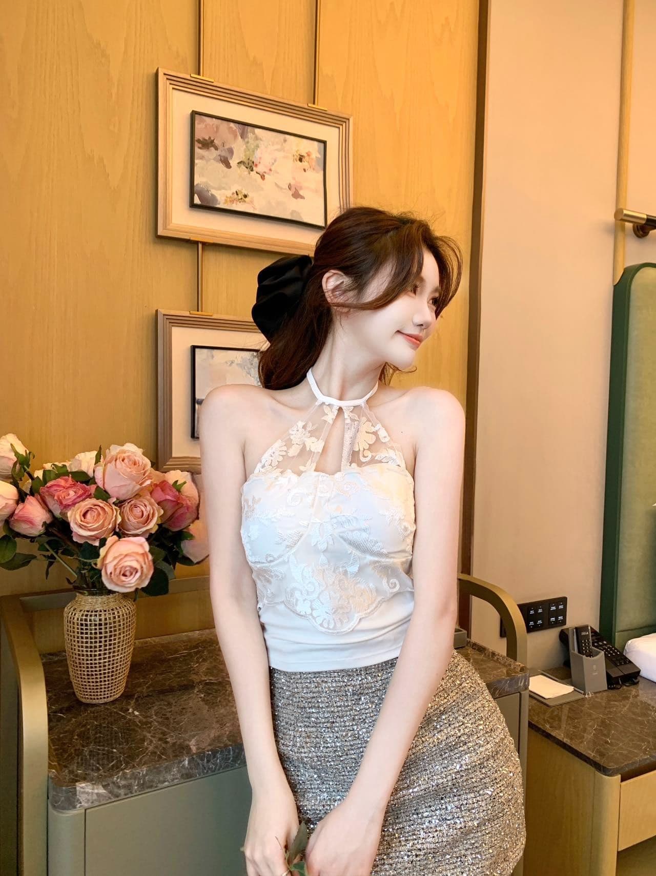 레이스 행침 목 캐미솔 외출용 벨트 가슴 패드 섹시함 핫걸 순수한 욕망 인사이드 가져 가라. 기본 셔츠 맨위 상세 이미지 23