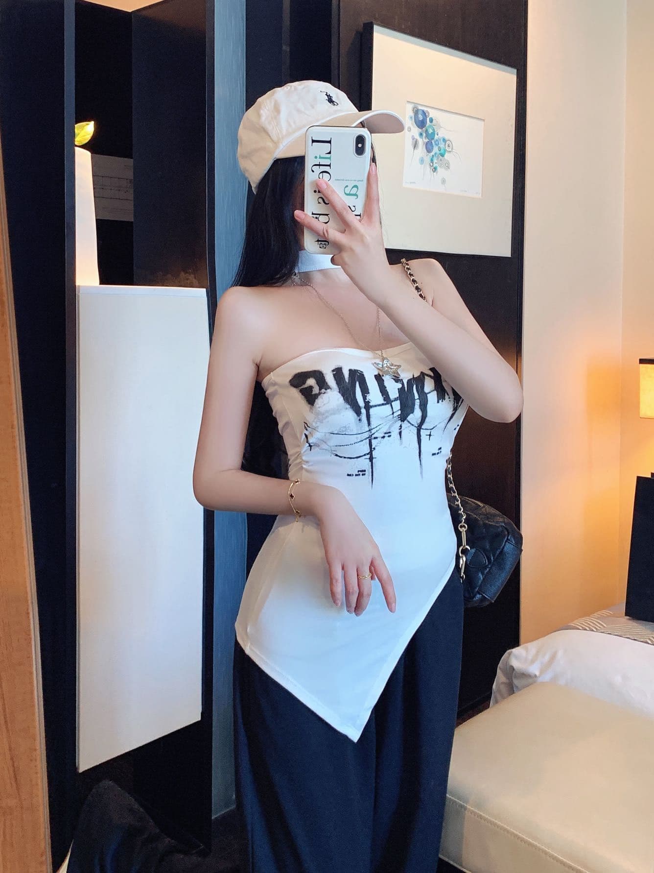 아메리칸 핫걸 트렌디 차가운 알파벳 프린트 행침 목 튜브탑 조끼 여름 몸매 가꾸기 슬림해 보이는 민소매 맨위 상세 이미지 8