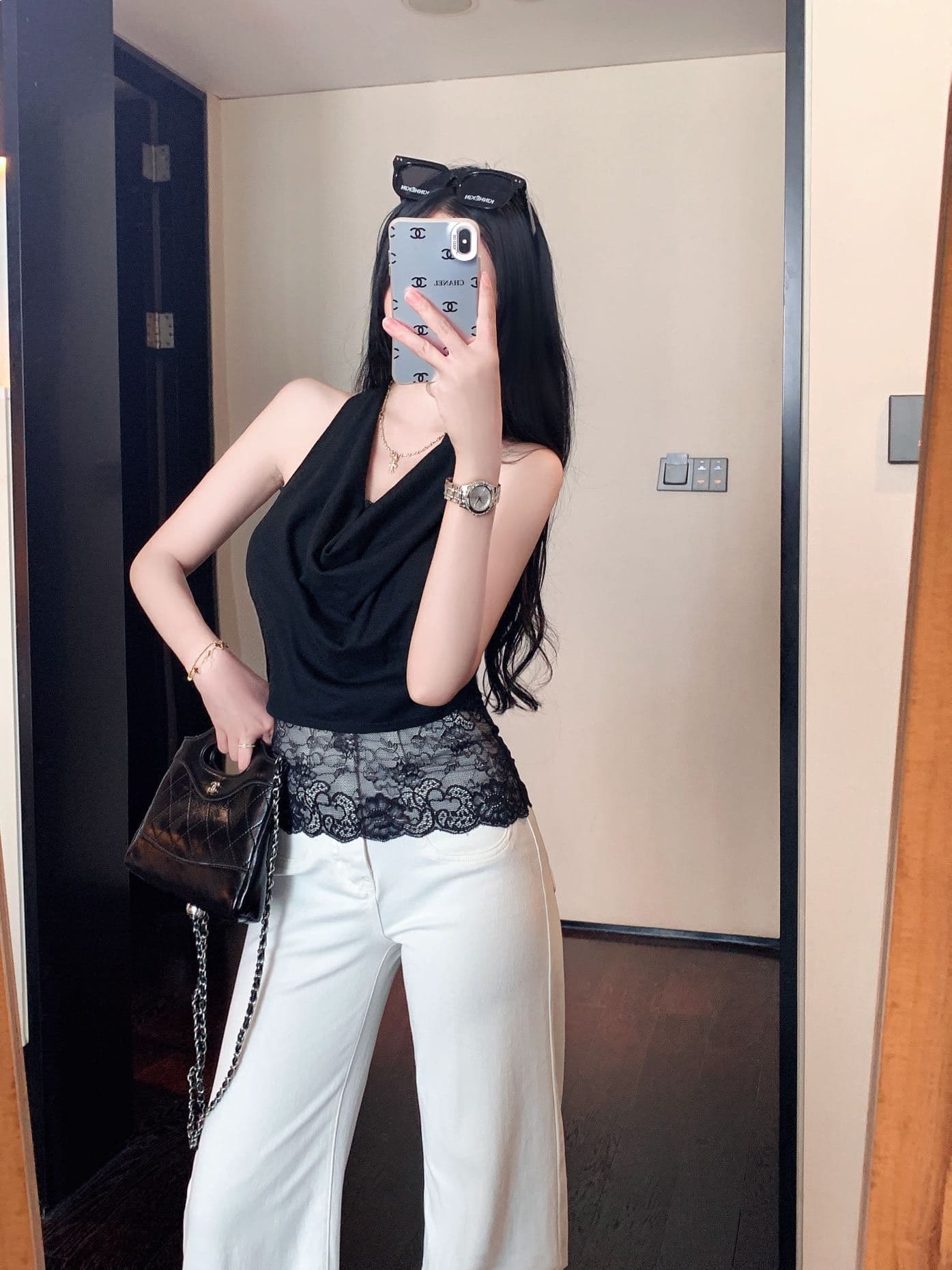 행침 목 흔들다 칼라 민소매 조끼 여성 여름 외출용 허리 수축 타이트 디자인 센스 핫걸 오프숄더 맨위 상세 이미지 1