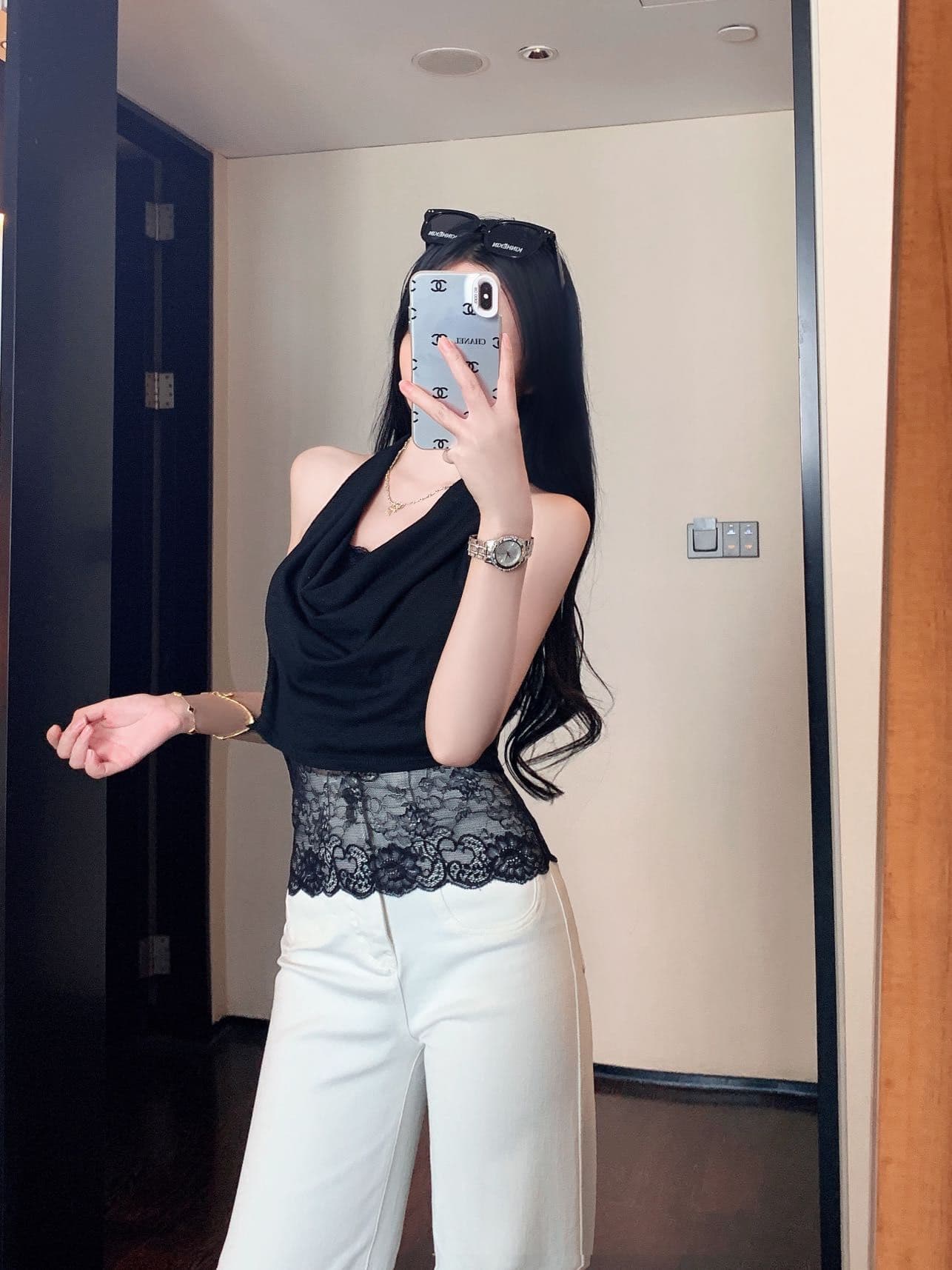 행침 목 흔들다 칼라 민소매 조끼 여성 여름 외출용 허리 수축 타이트 디자인 센스 핫걸 오프숄더 맨위 상세 이미지 4