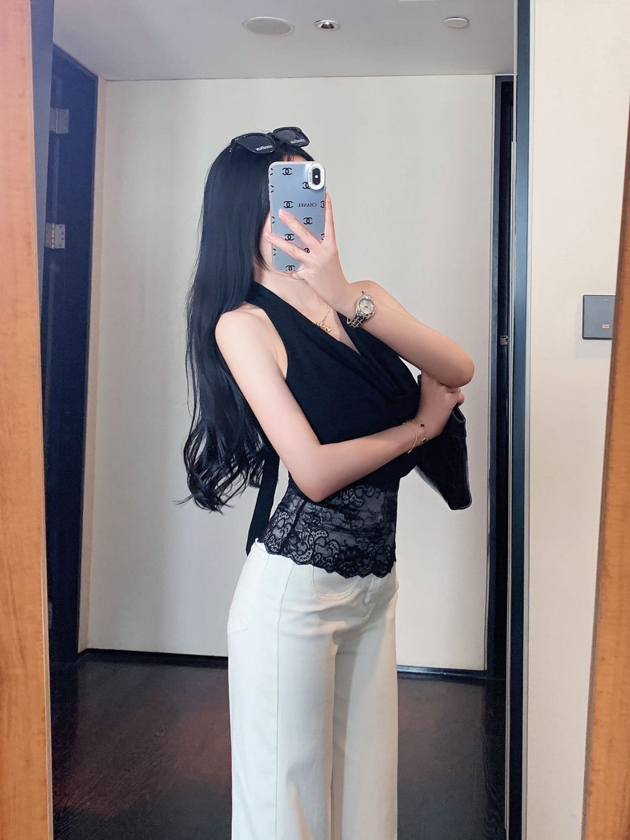 행침 목 흔들다 칼라 민소매 조끼 여성 여름 외출용 허리 수축 타이트 디자인 센스 핫걸 오프숄더 맨위 상세 이미지 7