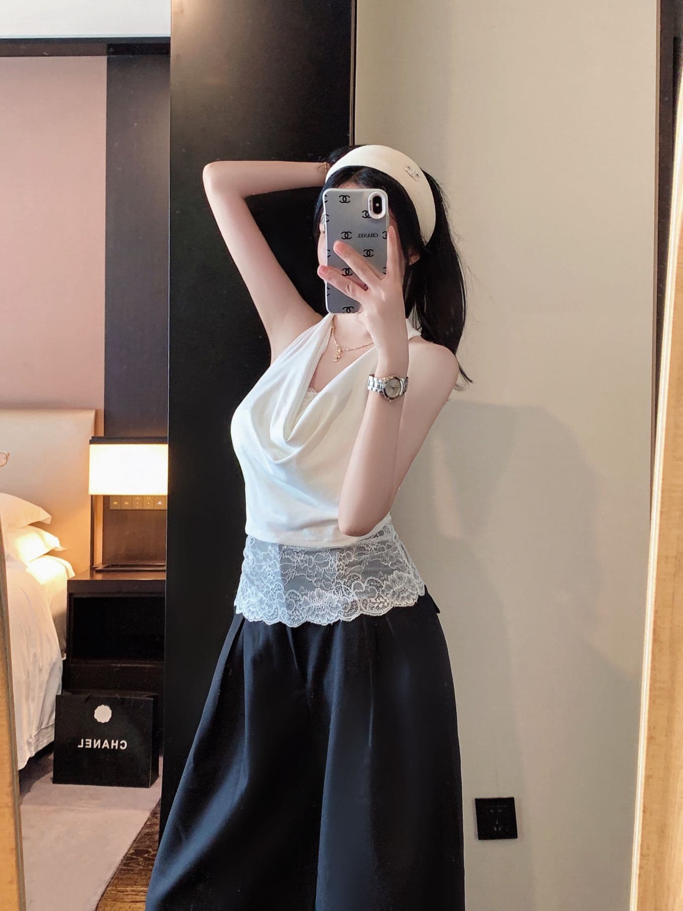 행침 목 흔들다 칼라 민소매 조끼 여성 여름 외출용 허리 수축 타이트 디자인 센스 핫걸 오프숄더 맨위 상세 이미지 12