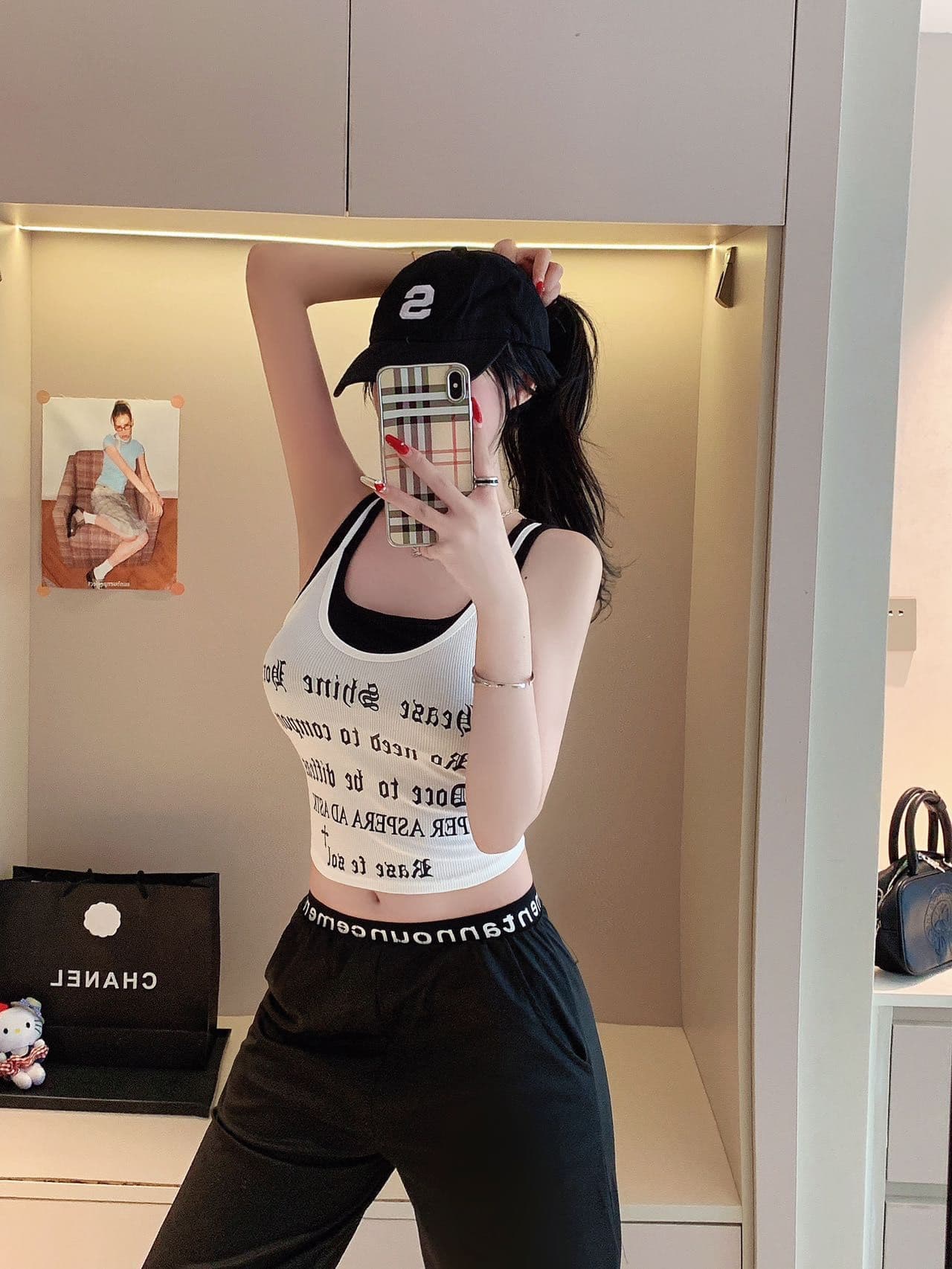 아메리칸 핫걸 알파벳 프린트 페이크 레이어드 디자인 센스 캐미솔 2026 여름 새로운 몸매 가꾸기 맨위 트렌디 상세 이미지 34
