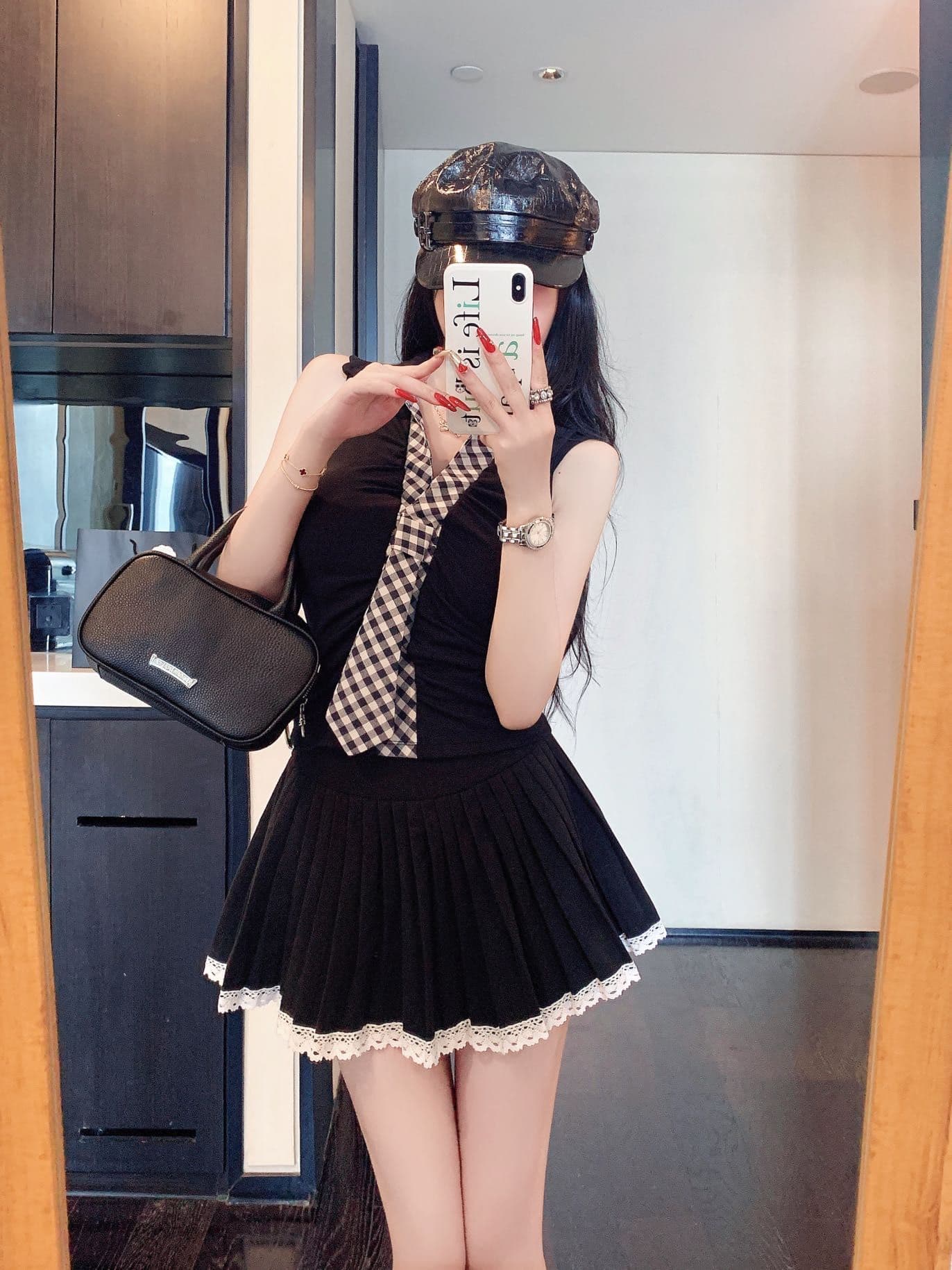 한 부서 미니멀리즘 체크무늬 넥타이 맨위 디자인 센스 몸매 가꾸기 외출용 인사이드 가져 가라. 조끼 작은 셔츠 상세 이미지 4