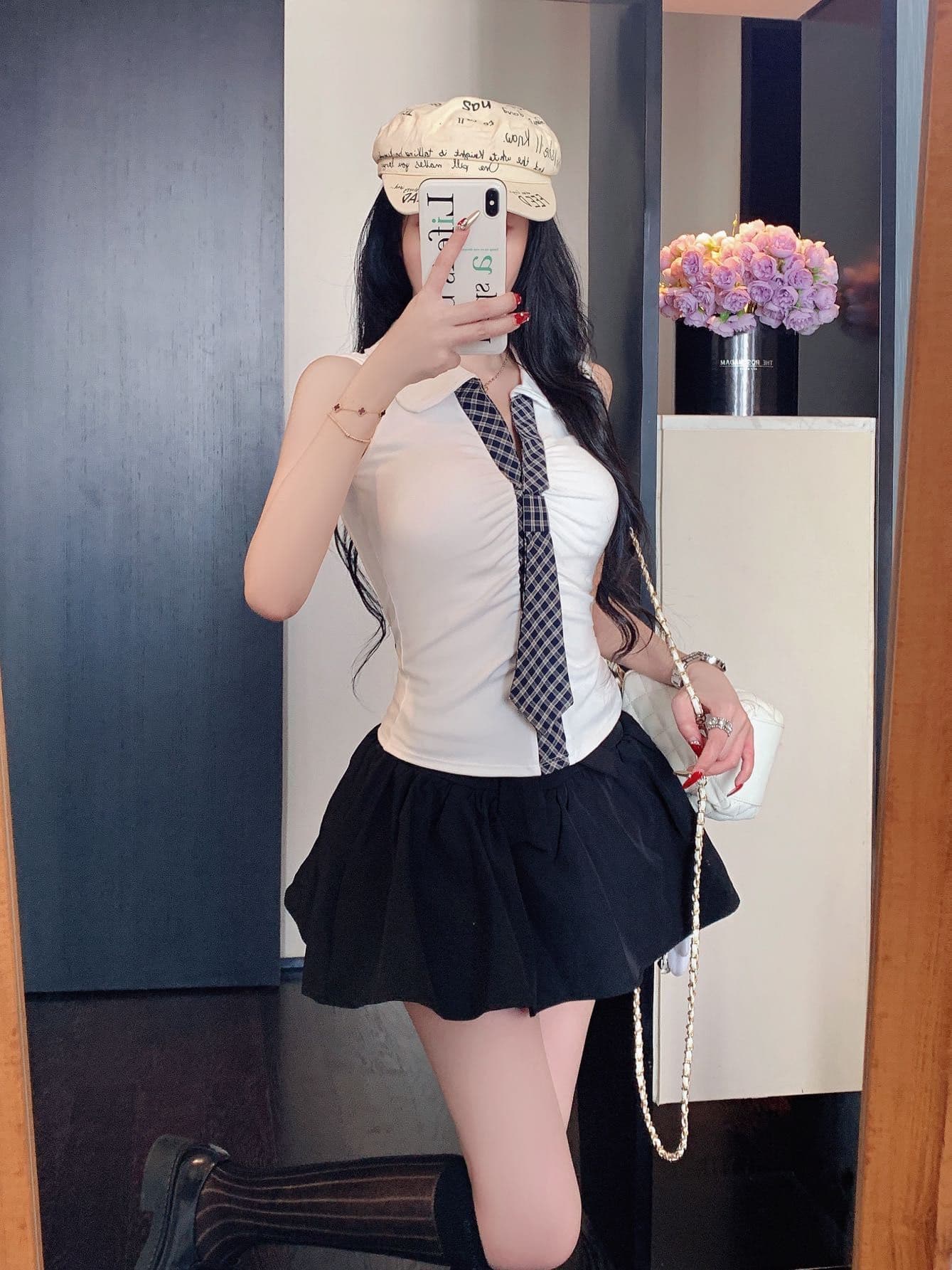 한 부서 미니멀리즘 체크무늬 넥타이 맨위 디자인 센스 몸매 가꾸기 외출용 인사이드 가져 가라. 조끼 작은 셔츠 상세 이미지 11