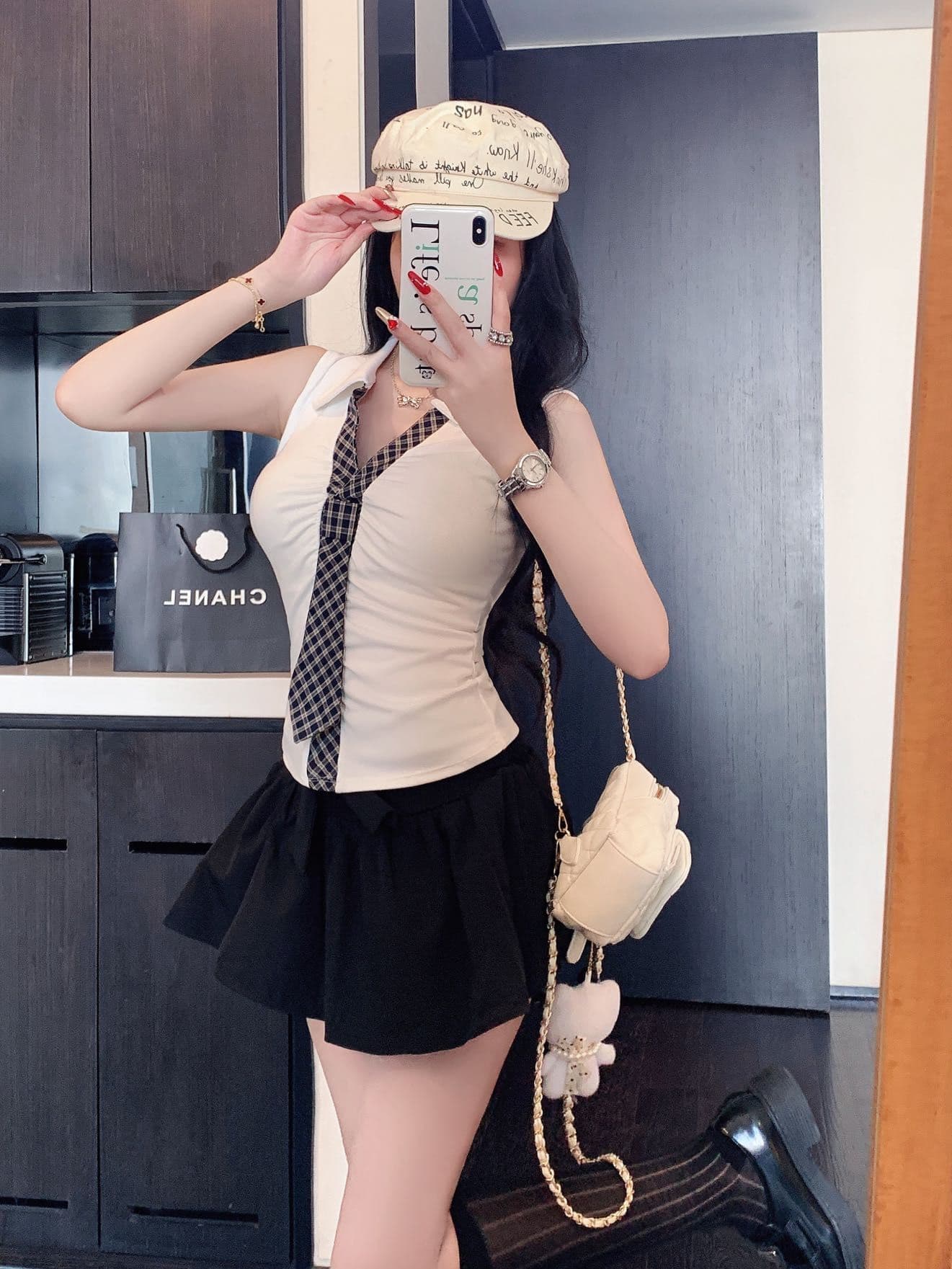 한 부서 미니멀리즘 체크무늬 넥타이 맨위 디자인 센스 몸매 가꾸기 외출용 인사이드 가져 가라. 조끼 작은 셔츠 상세 이미지 14