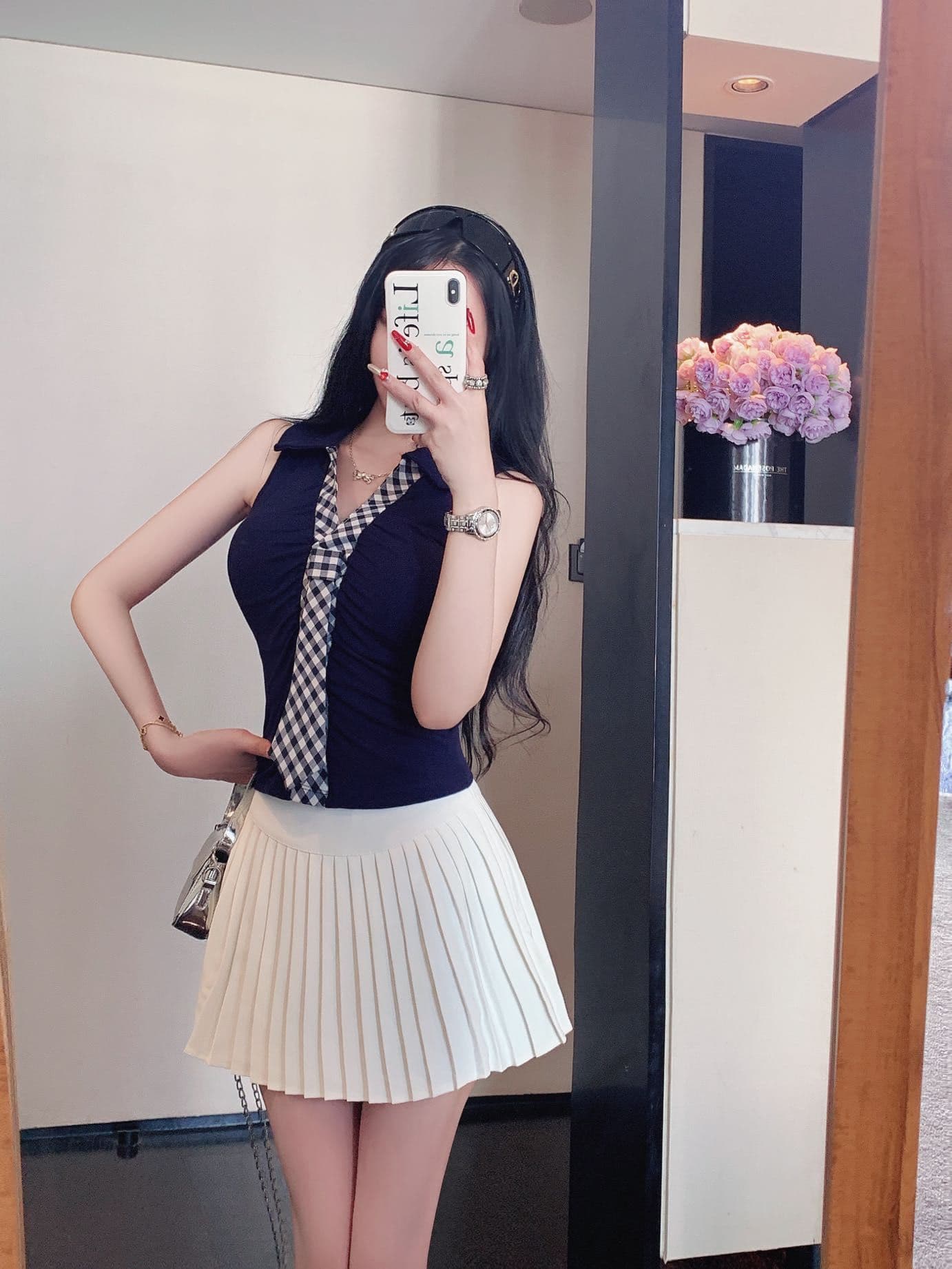 한 부서 미니멀리즘 체크무늬 넥타이 맨위 디자인 센스 몸매 가꾸기 외출용 인사이드 가져 가라. 조끼 작은 셔츠 상세 이미지 21