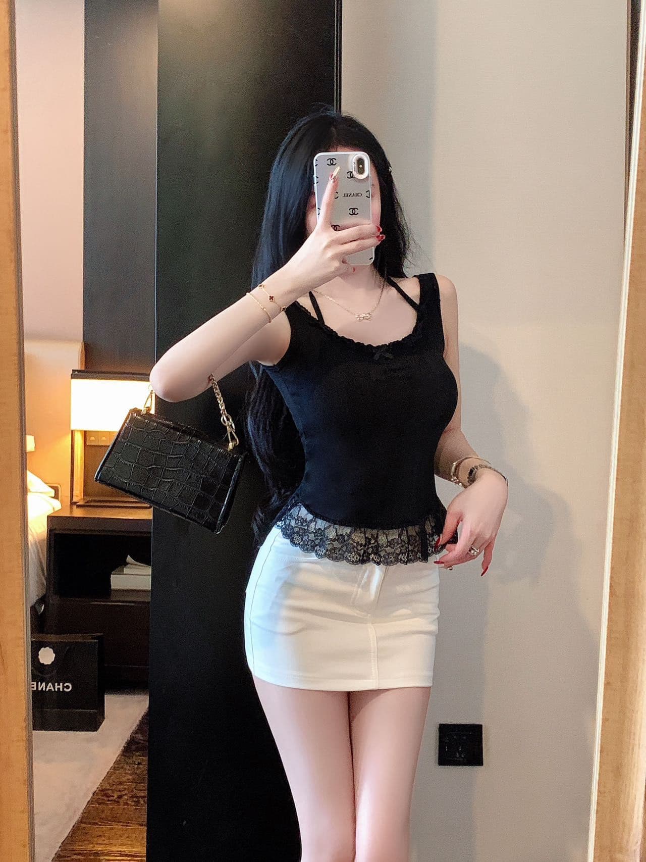 핫걸 순수한 욕망 바람 나비 매듭 레이스 조각 스트랩 행침 목 캐미솔 몸매 가꾸기 백리스 맨위 상세 이미지 17