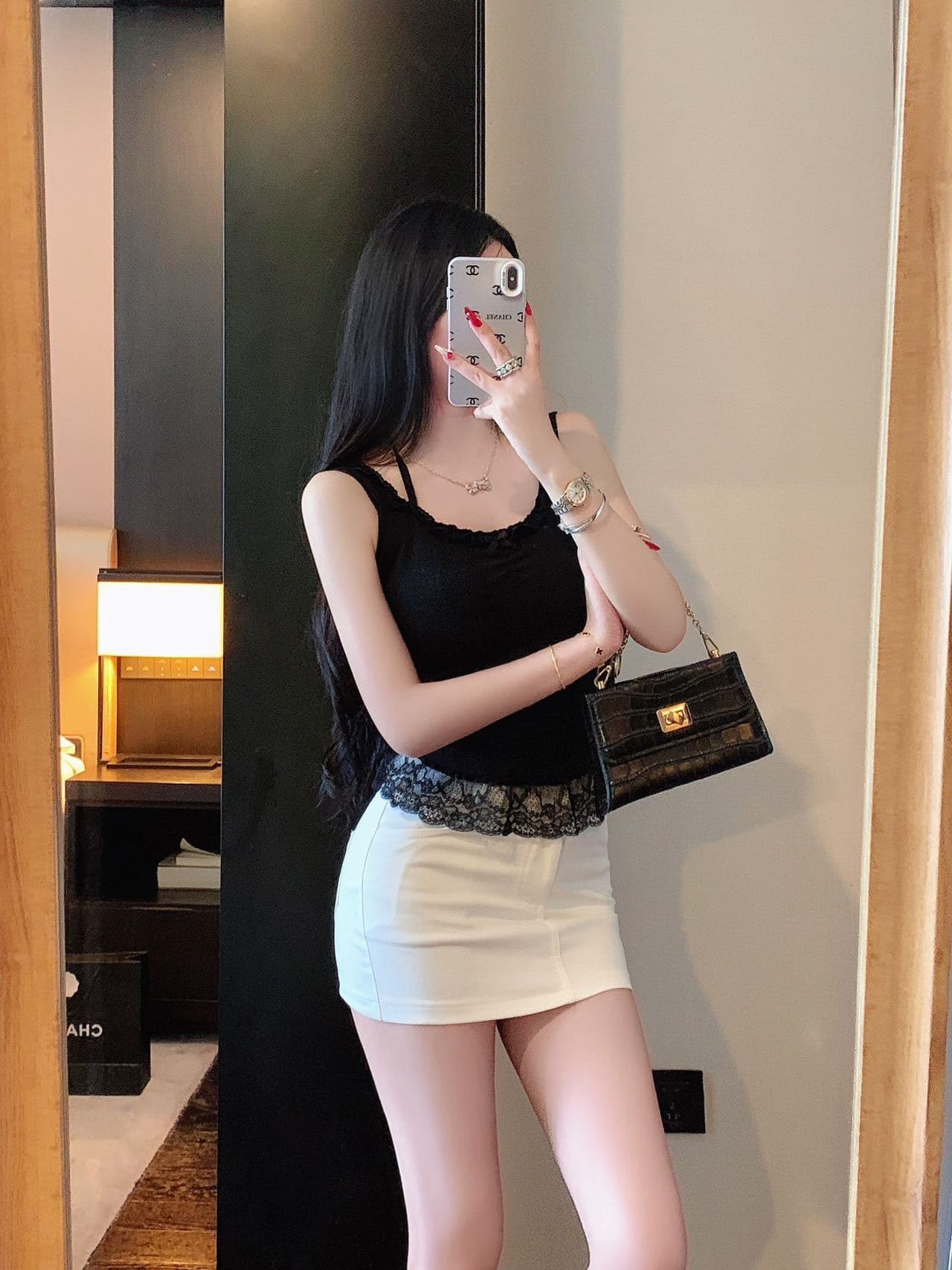 핫걸 순수한 욕망 바람 나비 매듭 레이스 조각 스트랩 행침 목 캐미솔 몸매 가꾸기 백리스 맨위 상세 이미지 18