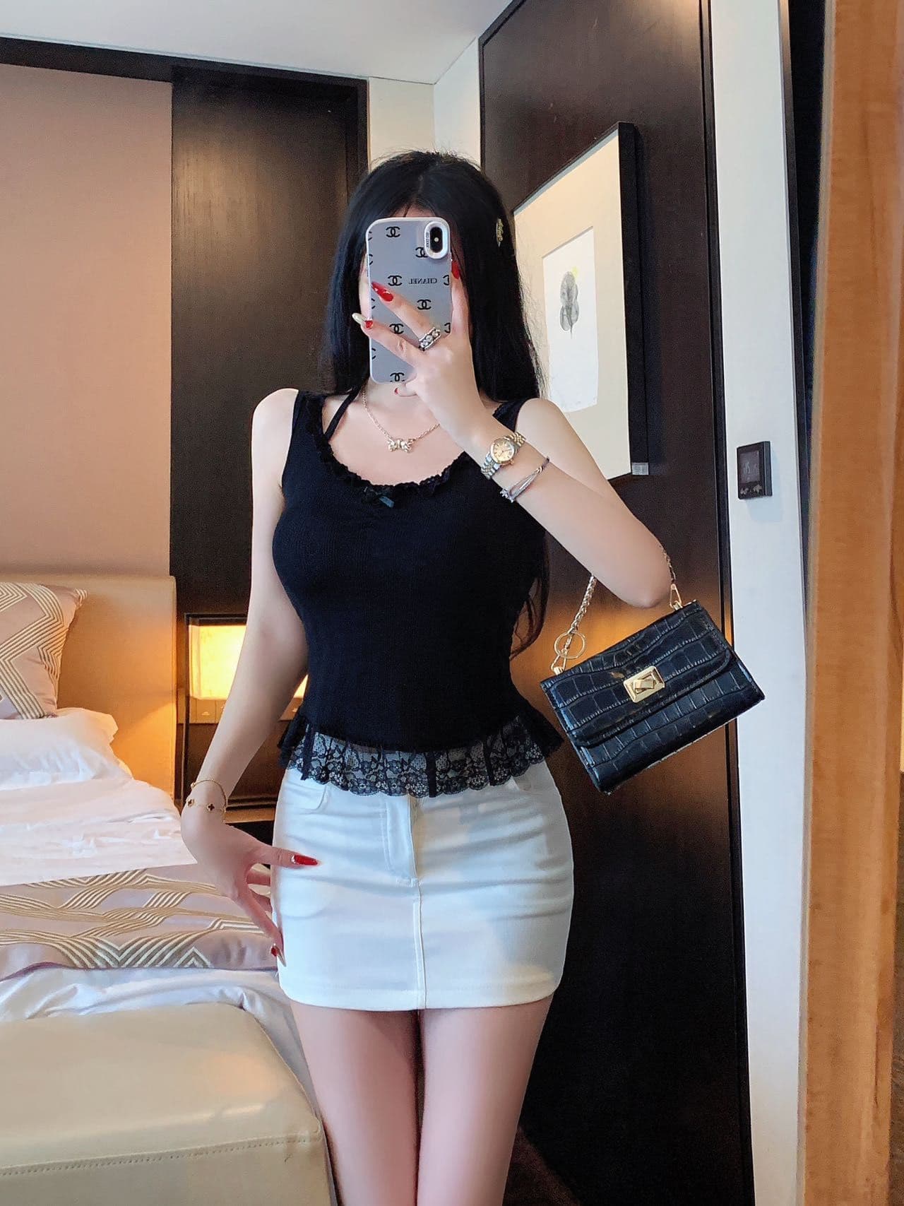 핫걸 순수한 욕망 바람 나비 매듭 레이스 조각 스트랩 행침 목 캐미솔 몸매 가꾸기 백리스 맨위 상세 이미지 20