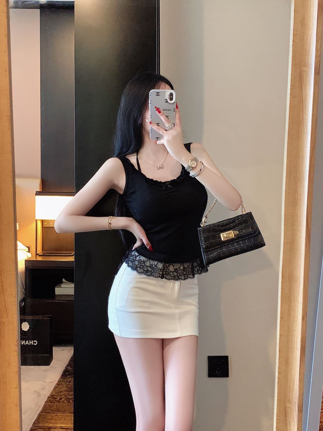 핫걸 순수한 욕망 바람 나비 매듭 레이스 조각 스트랩 행침 목 캐미솔 몸매 가꾸기 백리스 맨위 상세 이미지 21