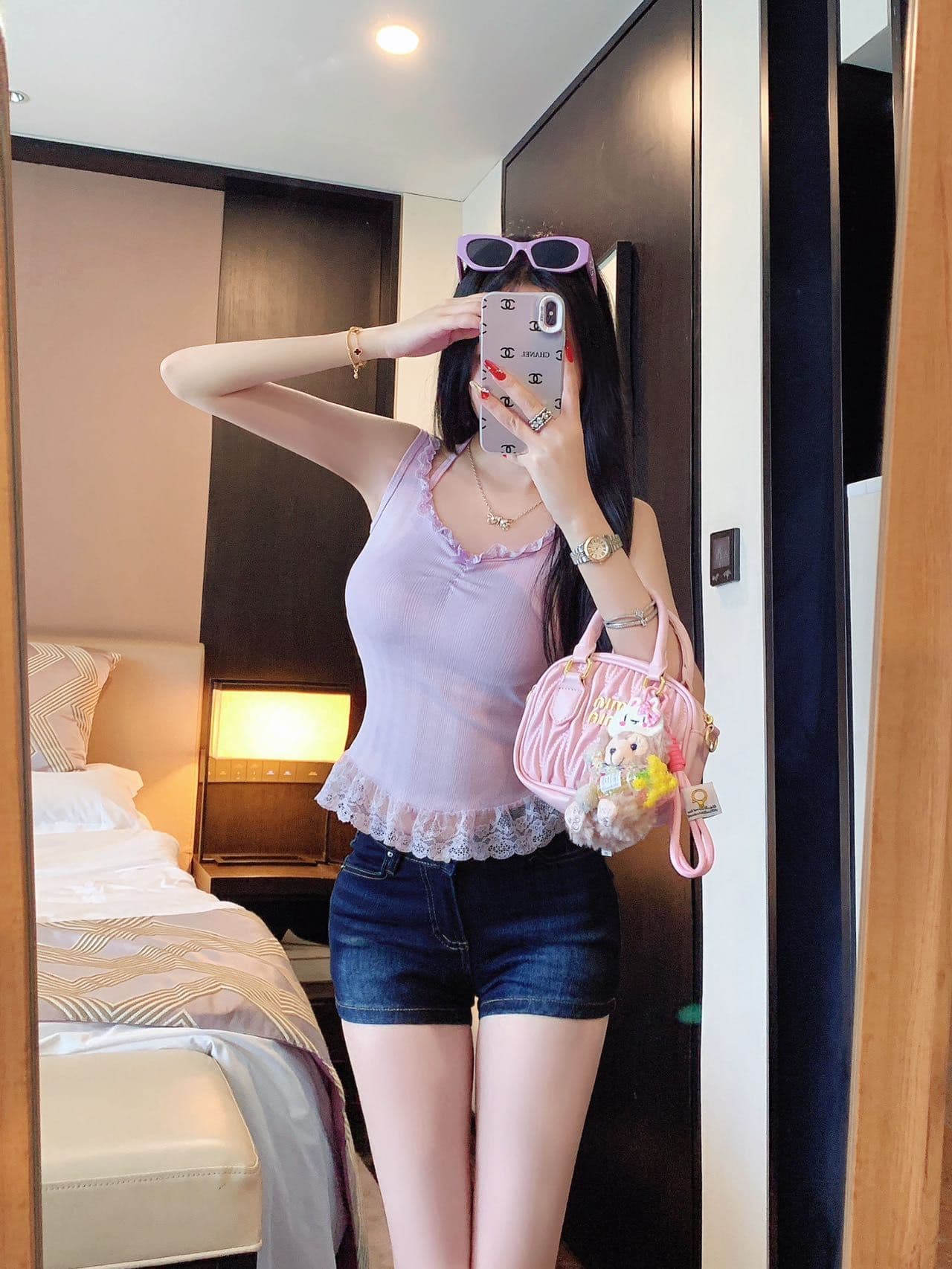 핫걸 순수한 욕망 바람 나비 매듭 레이스 조각 스트랩 행침 목 캐미솔 몸매 가꾸기 백리스 맨위 상세 이미지 24