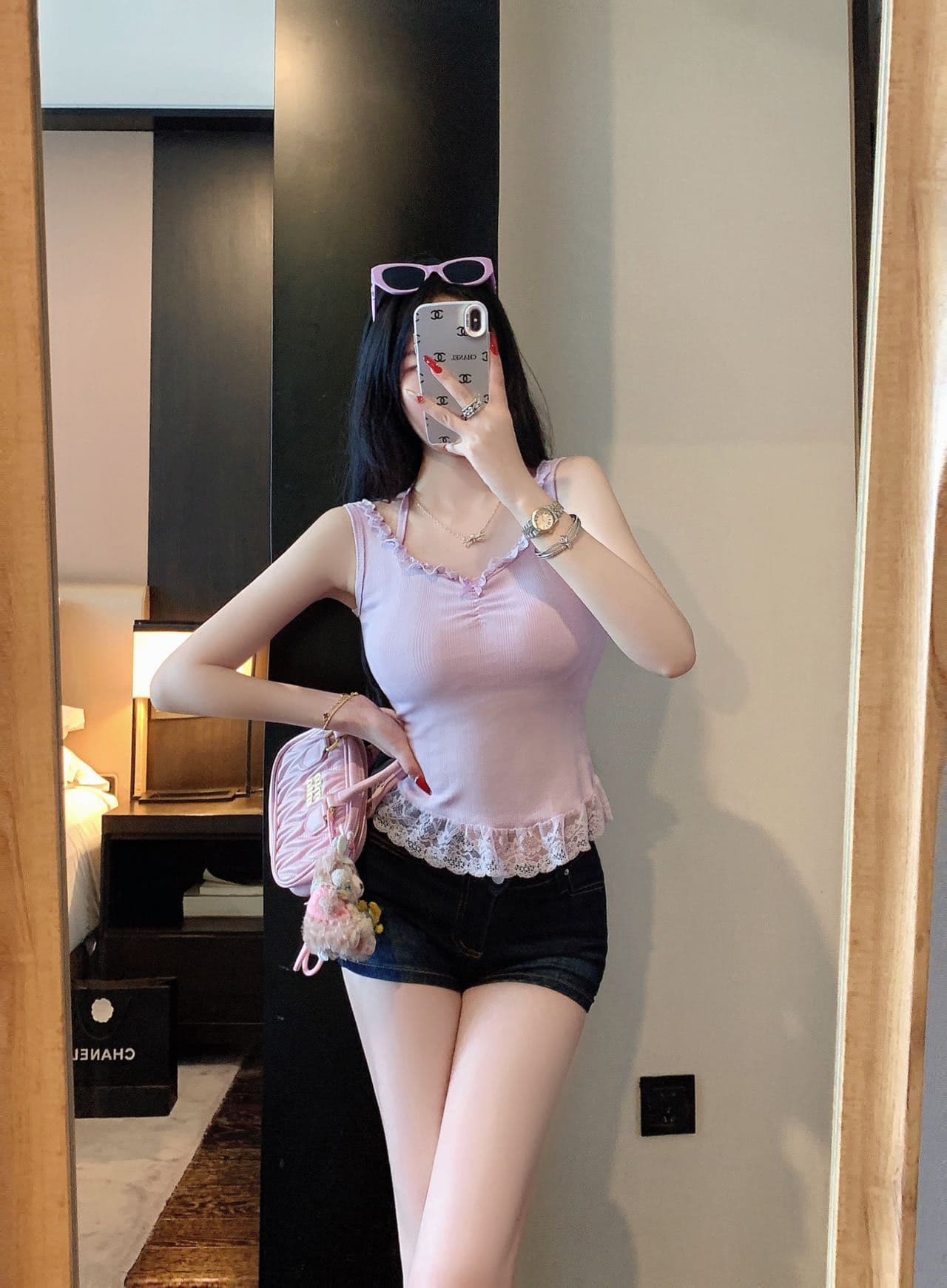 핫걸 순수한 욕망 바람 나비 매듭 레이스 조각 스트랩 행침 목 캐미솔 몸매 가꾸기 백리스 맨위 상세 이미지 28