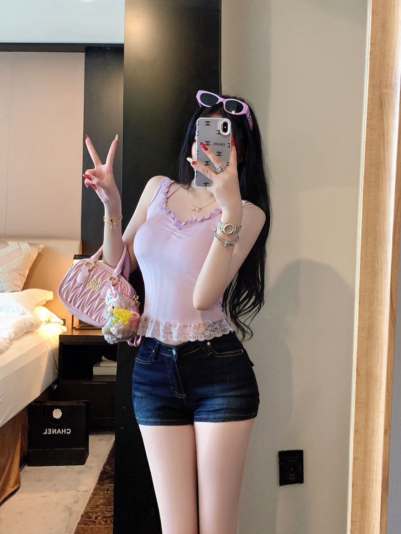 핫걸 순수한 욕망 바람 나비 매듭 레이스 조각 스트랩 행침 목 캐미솔 몸매 가꾸기 백리스 맨위 상세 이미지 29