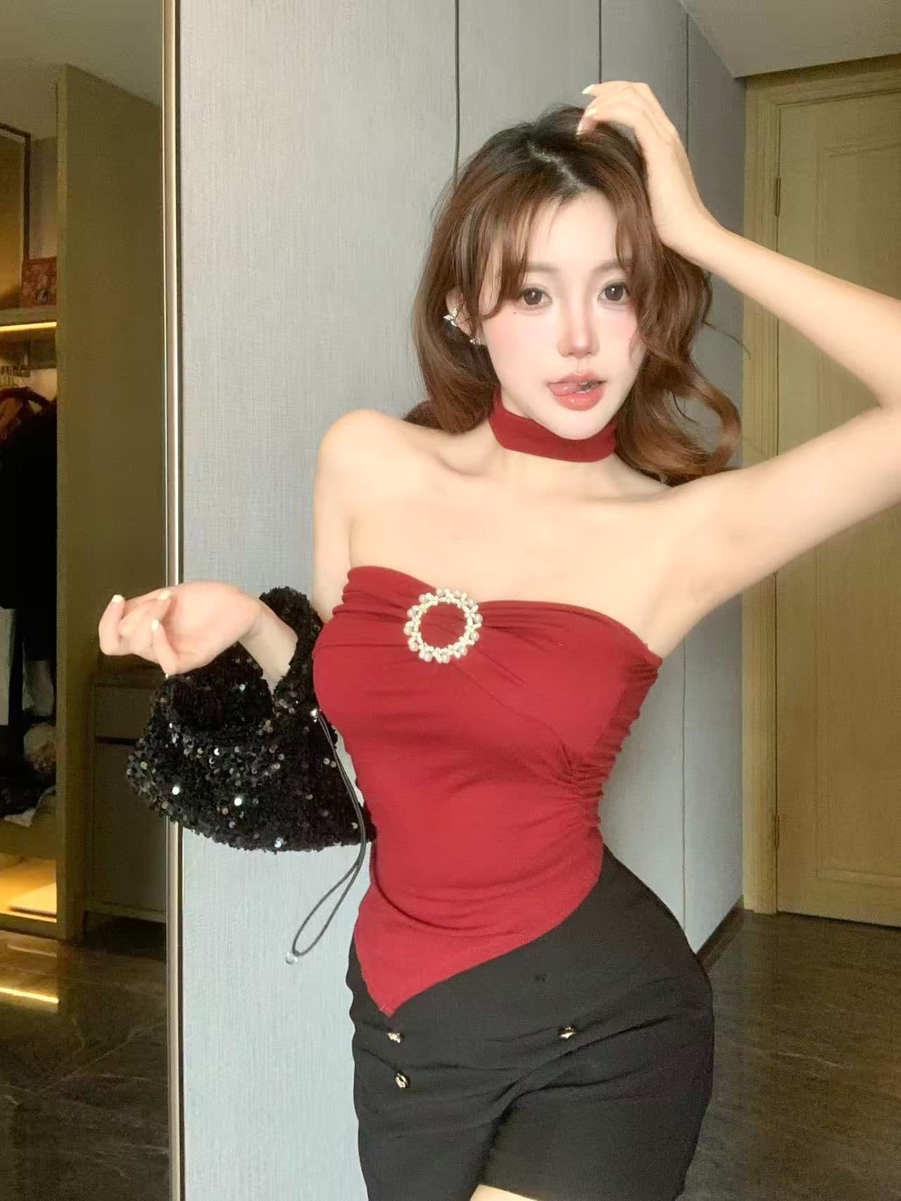 불규칙 행침 목 캐미솔 여름 순수한 욕망 핫걸 오프숄더 튜브탑 작은 맨위 태국 아름다운 벨트 가슴 패드 상세 이미지 17