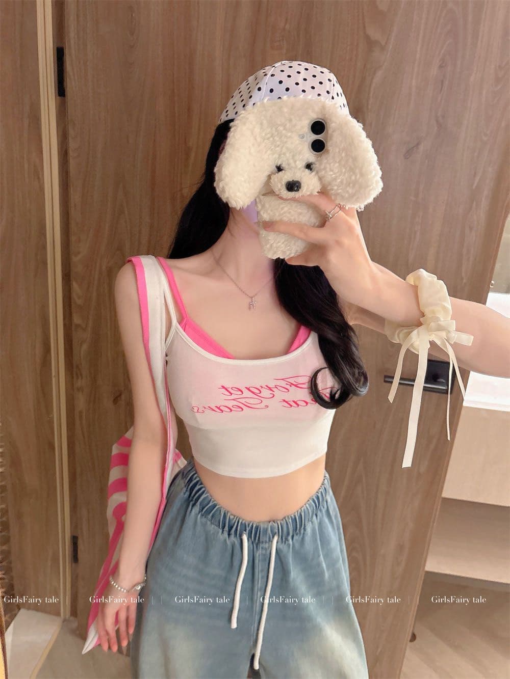 달콤한 차가운 바람 핫걸 패치워크 색상 페이크 레이어드 슬립 작은 조끼 여성 여름 한국 스타일 디자인 알파벳 프린트 쇼트 스타일 맨위 상세 이미지 2