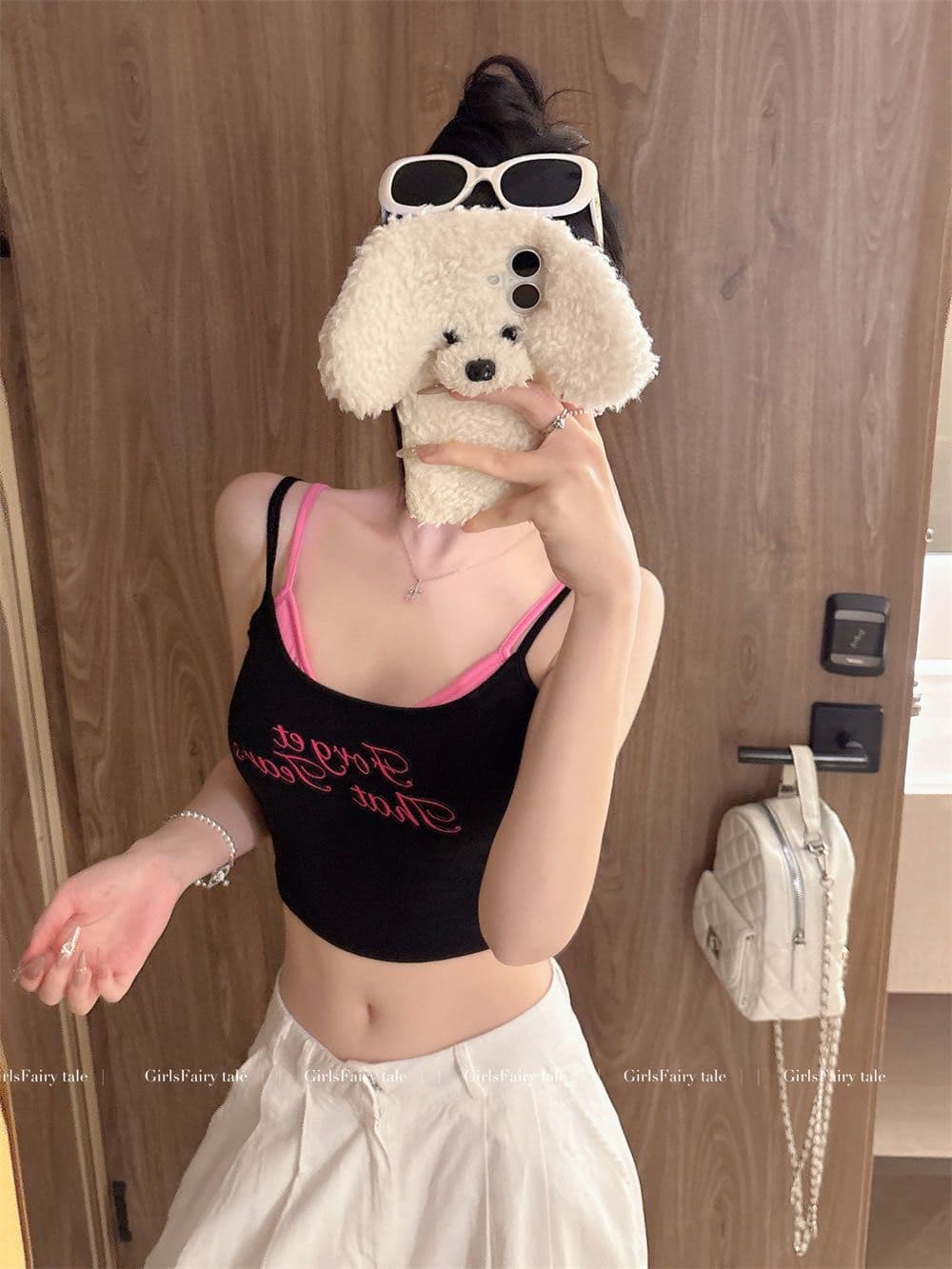달콤한 차가운 바람 핫걸 패치워크 색상 페이크 레이어드 슬립 작은 조끼 여성 여름 한국 스타일 디자인 알파벳 프린트 쇼트 스타일 맨위 상세 이미지 8