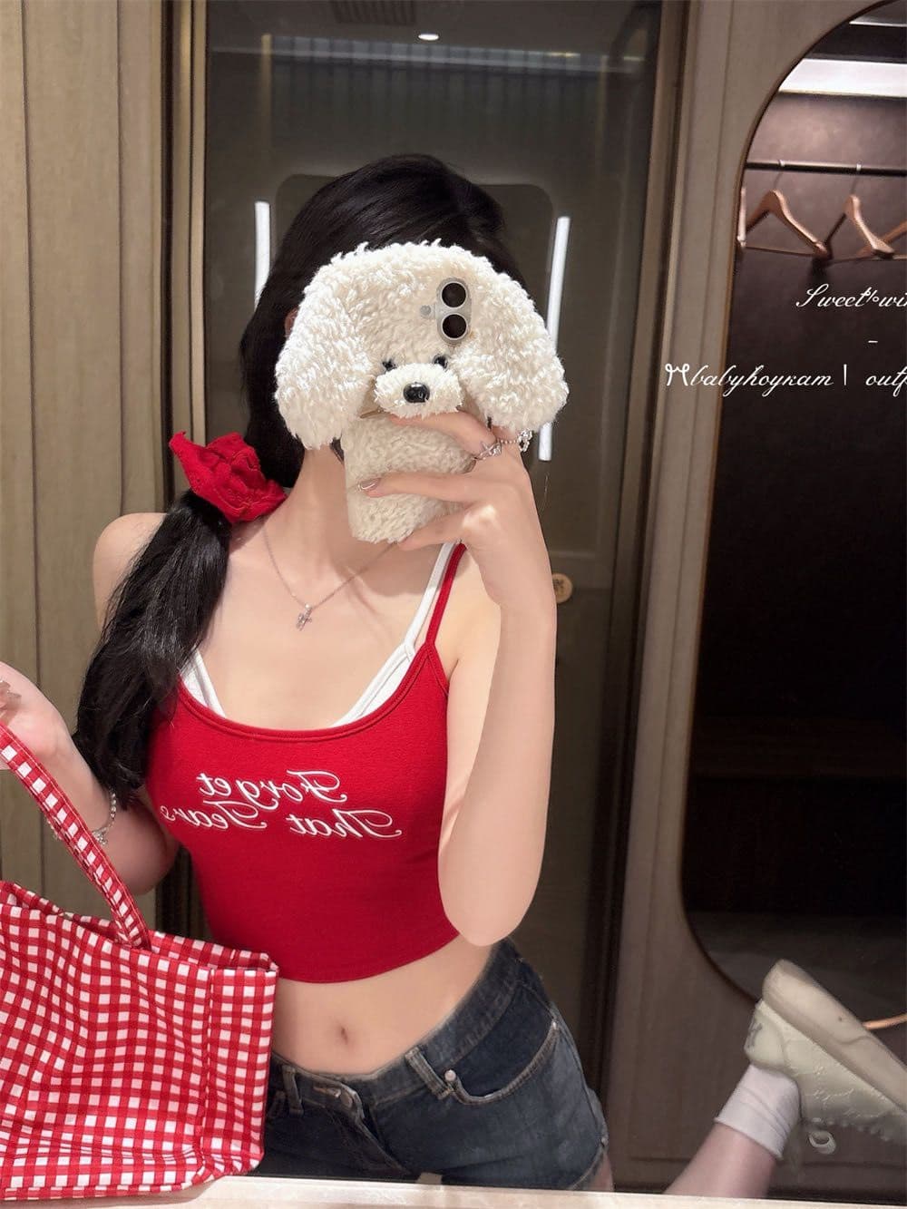 달콤한 차가운 바람 핫걸 패치워크 색상 페이크 레이어드 슬립 작은 조끼 여성 여름 한국 스타일 디자인 알파벳 프린트 쇼트 스타일 맨위 상세 이미지 11