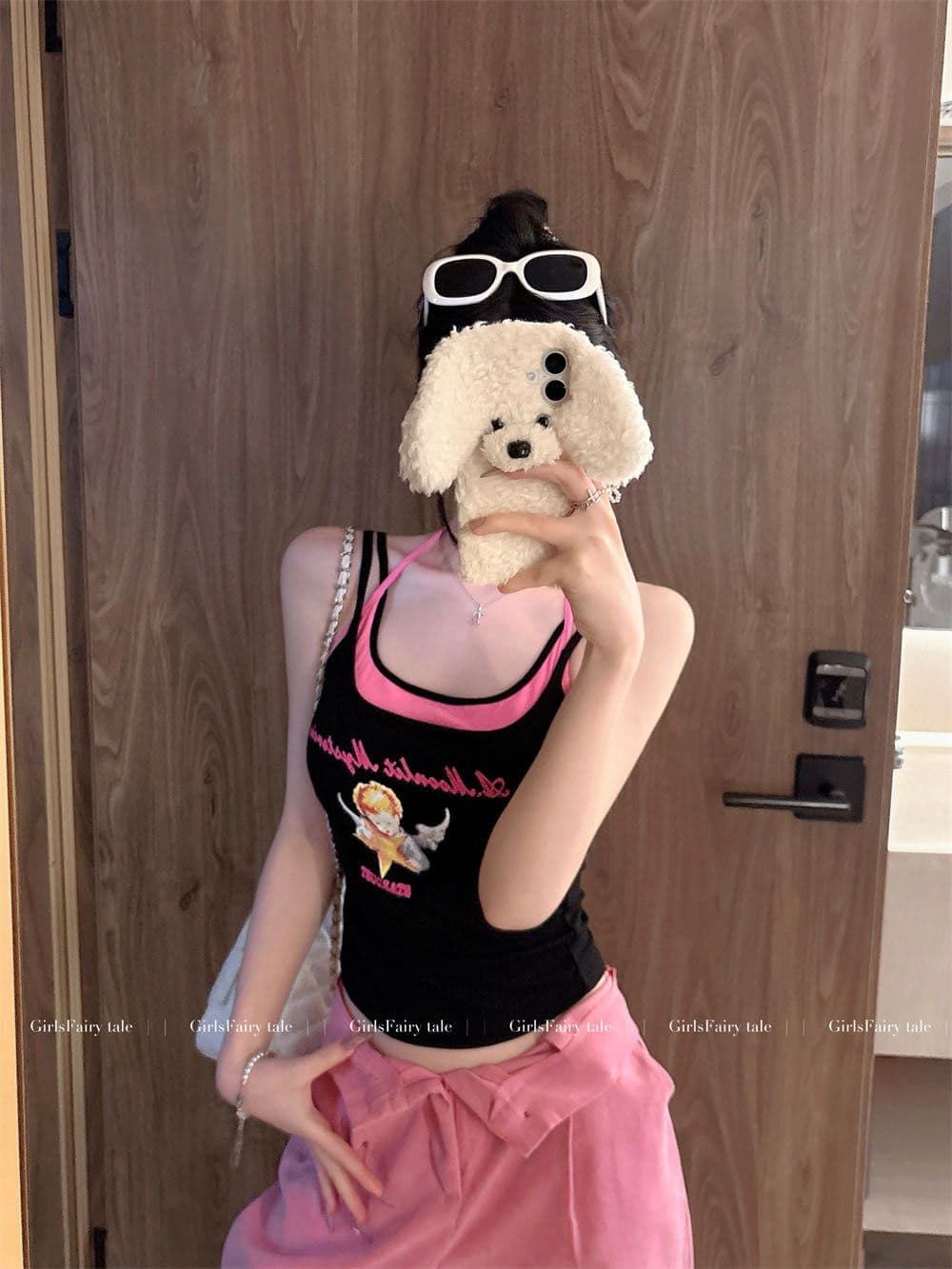 페이크 레이어드 디자인 센스 양어깨 캐미솔 원피스 몸매 가꾸기 슬림해 보이는 작은 대중 다용도 도파민 아름다움 뒤쪽에 의류 상세 이미지 2