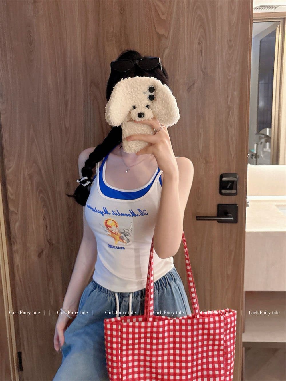 페이크 레이어드 디자인 센스 양어깨 캐미솔 원피스 몸매 가꾸기 슬림해 보이는 작은 대중 다용도 도파민 아름다움 뒤쪽에 의류 상세 이미지 6