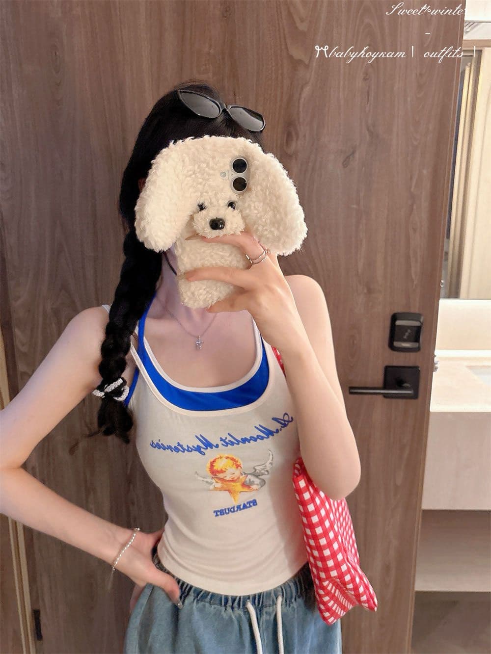 페이크 레이어드 디자인 센스 양어깨 캐미솔 원피스 몸매 가꾸기 슬림해 보이는 작은 대중 다용도 도파민 아름다움 뒤쪽에 의류 상세 이미지 7