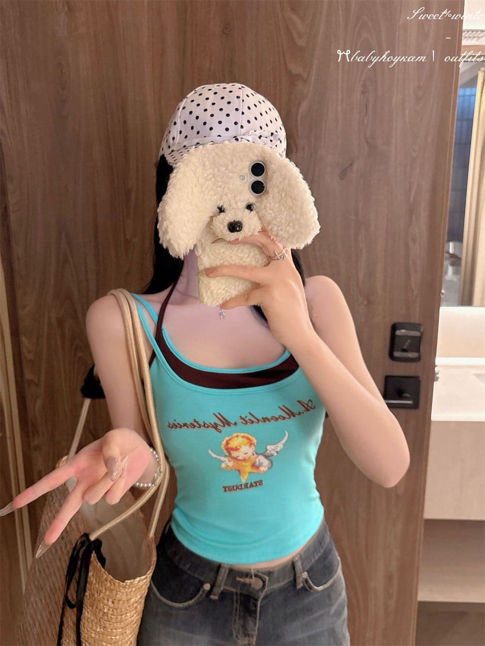 페이크 레이어드 디자인 센스 양어깨 캐미솔 원피스 몸매 가꾸기 슬림해 보이는 작은 대중 다용도 도파민 아름다움 뒤쪽에 의류 상세 이미지 18